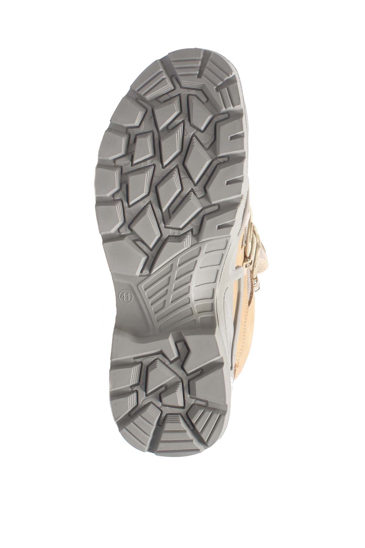 Men's Tan and Gray Outdoor Hiking Boots with Rugged Sole