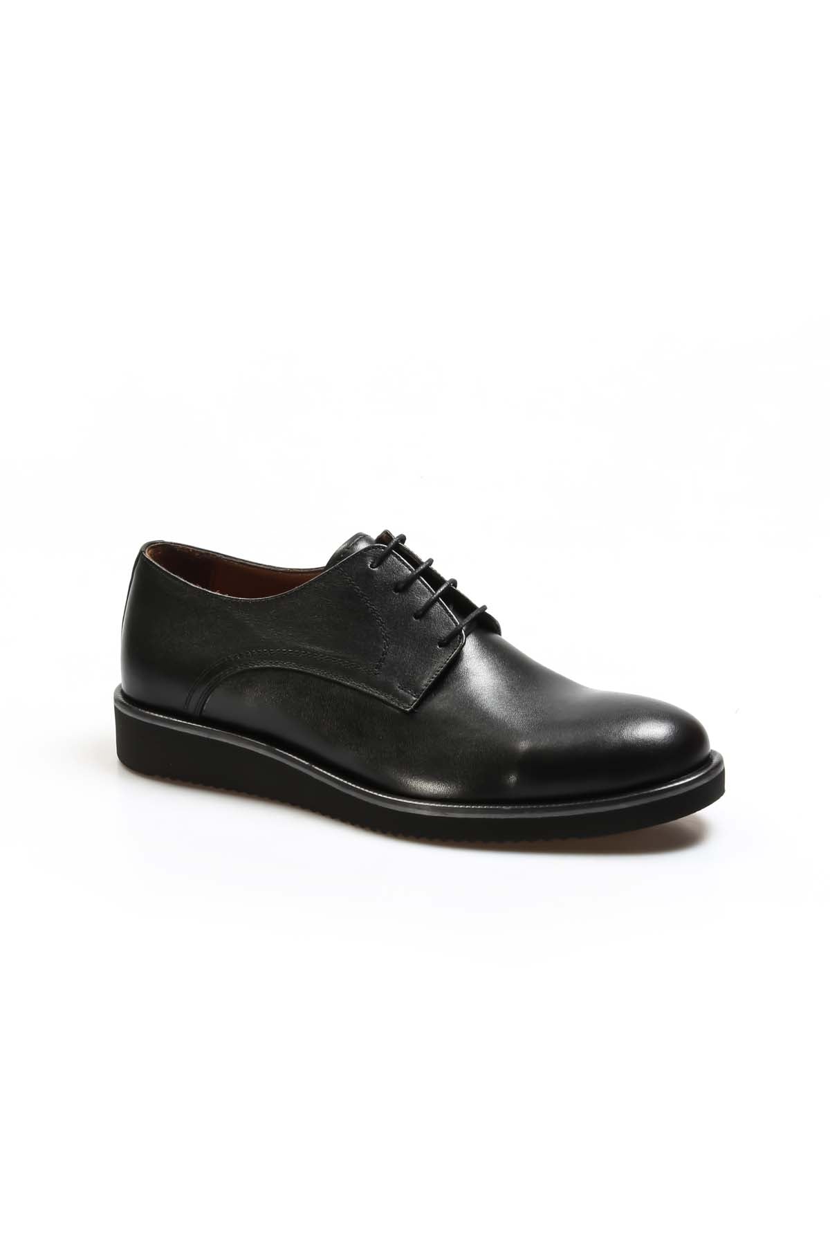 Men's Black Leather Derby Shoes with Sleek Design