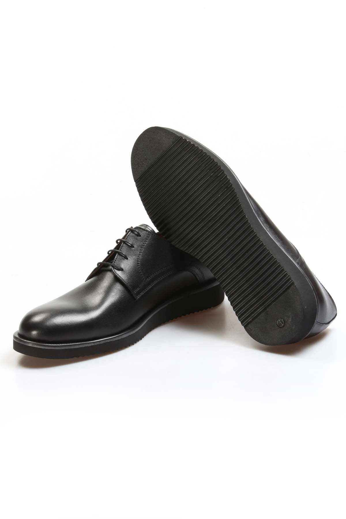 Men's Black Leather Derby Shoes with Sleek Design