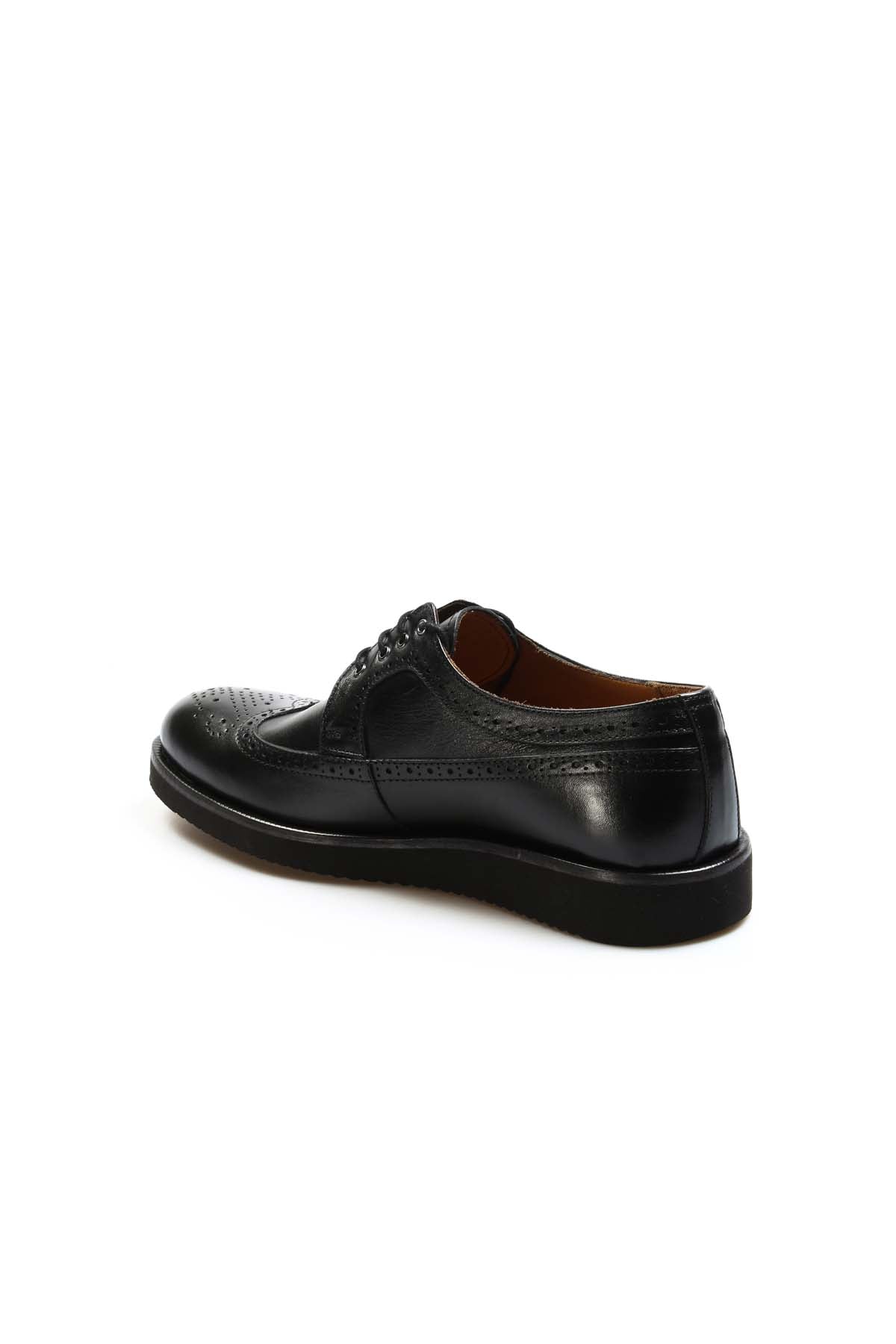 Men's Black Leather Brogue Derby Shoes with Cushioned Sole
