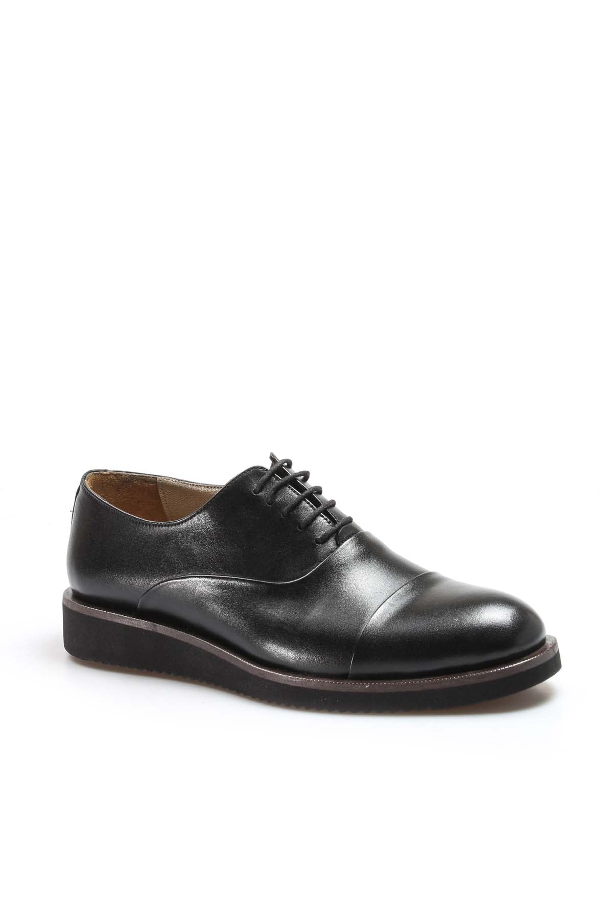 KOALA SYDNEY Men's Black Leather Oxford Shoes with Cushioned Sole and Matte Finish