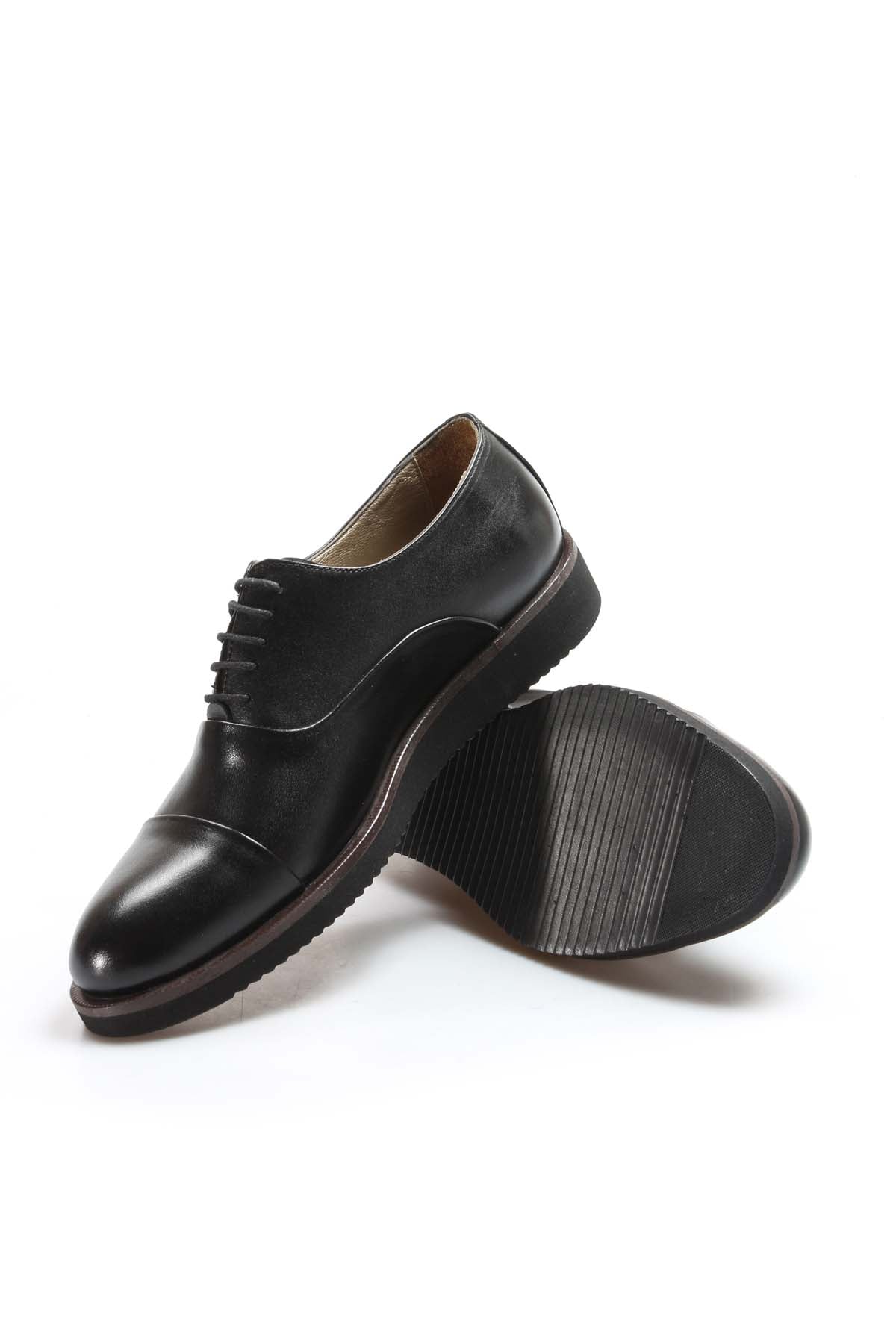 KOALA SYDNEY Men's Black Leather Oxford Shoes with Cushioned Sole and Matte Finish
