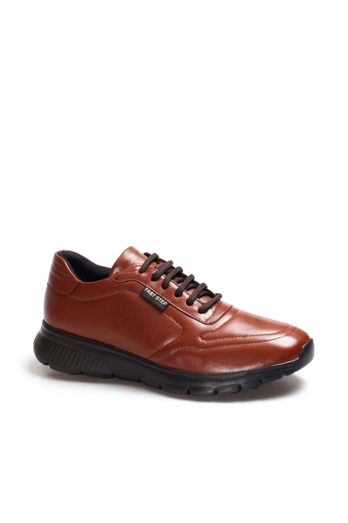KOALA SYDNEY Men's Brown Leather Sneakers with Black Rubber Sole