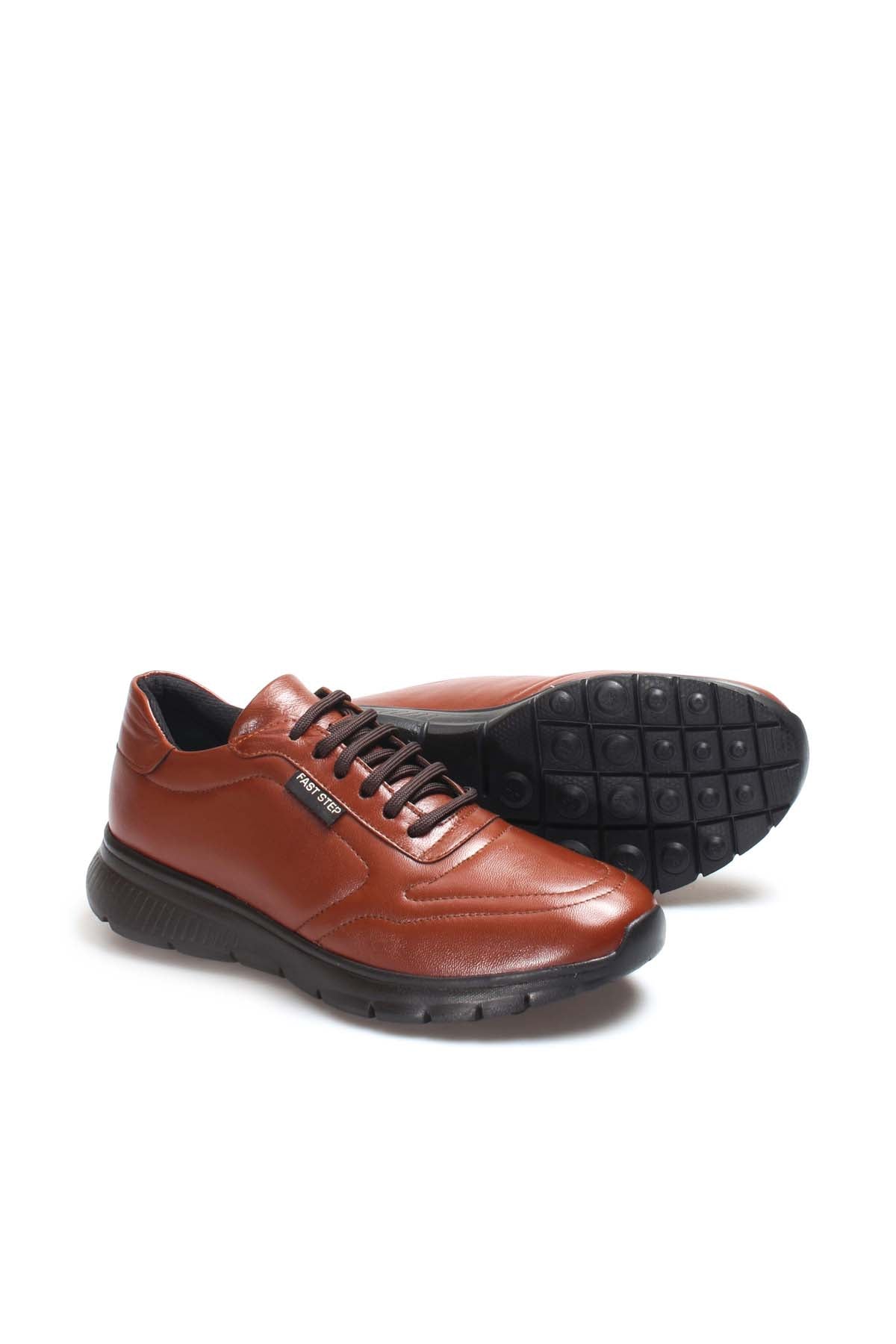 KOALA SYDNEY Men's Brown Leather Sneakers with Black Rubber Sole