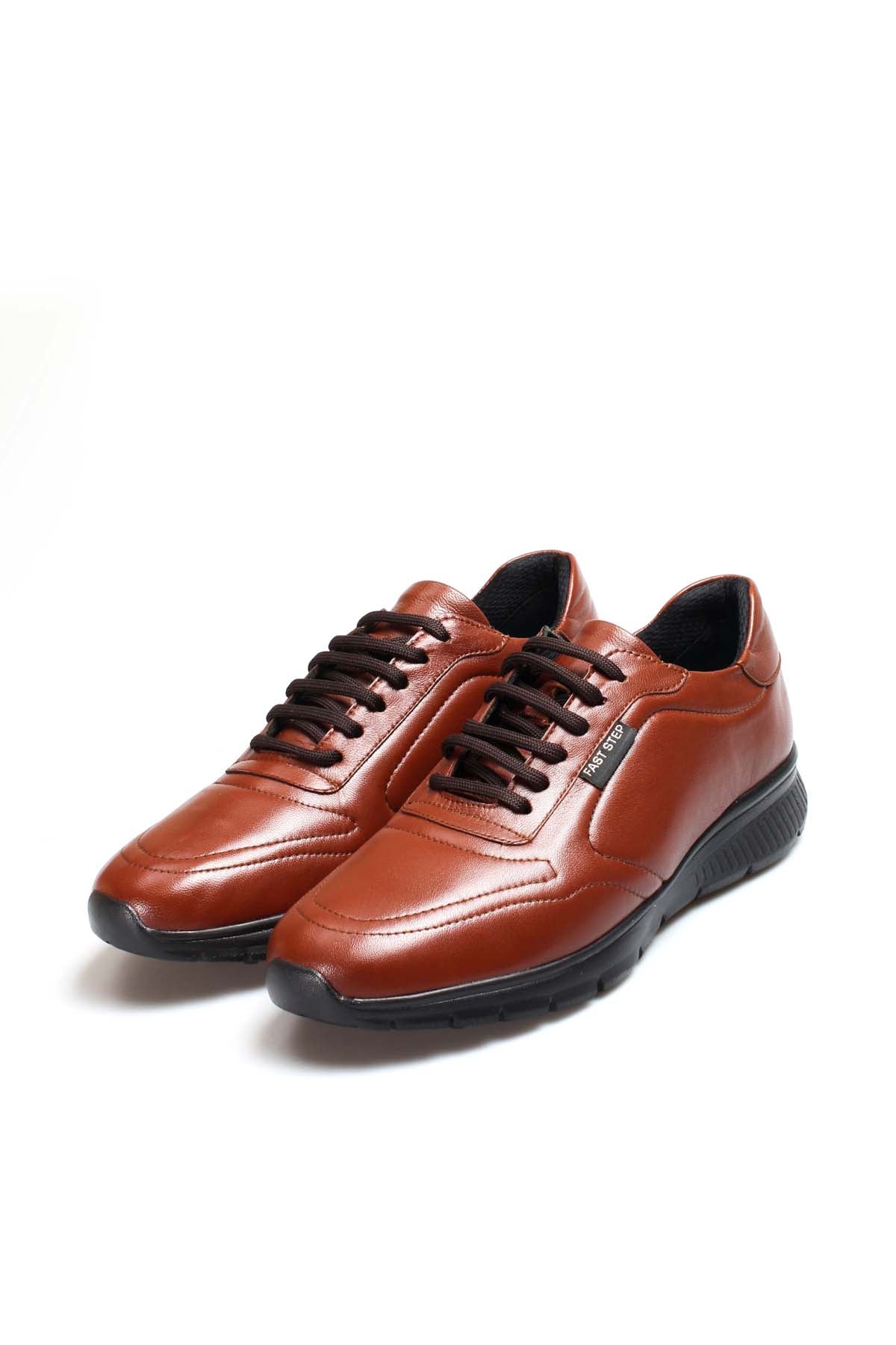 KOALA SYDNEY Men's Brown Leather Sneakers with Black Rubber Sole