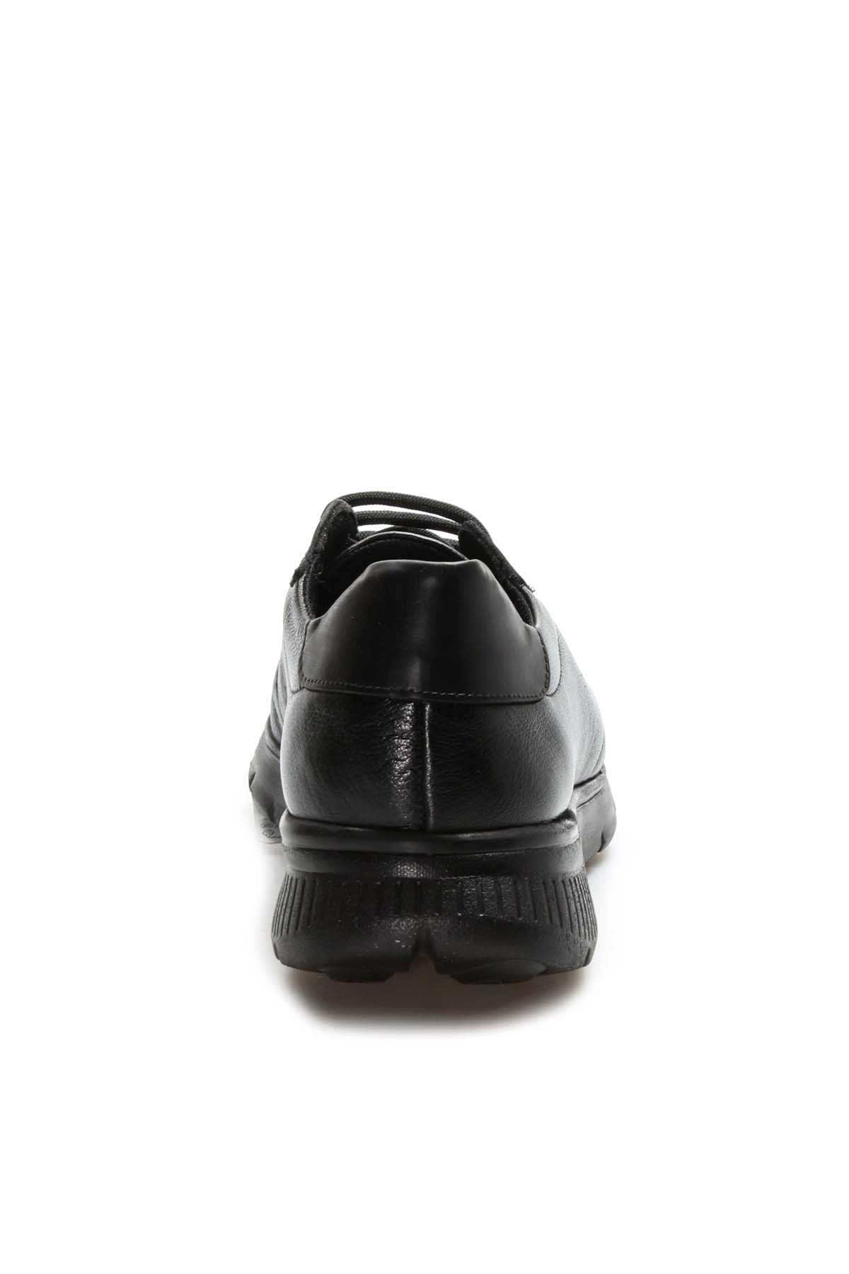 KOALA SYDNEY Men's Black Leather Lace-Up Sneakers with Textured Sole