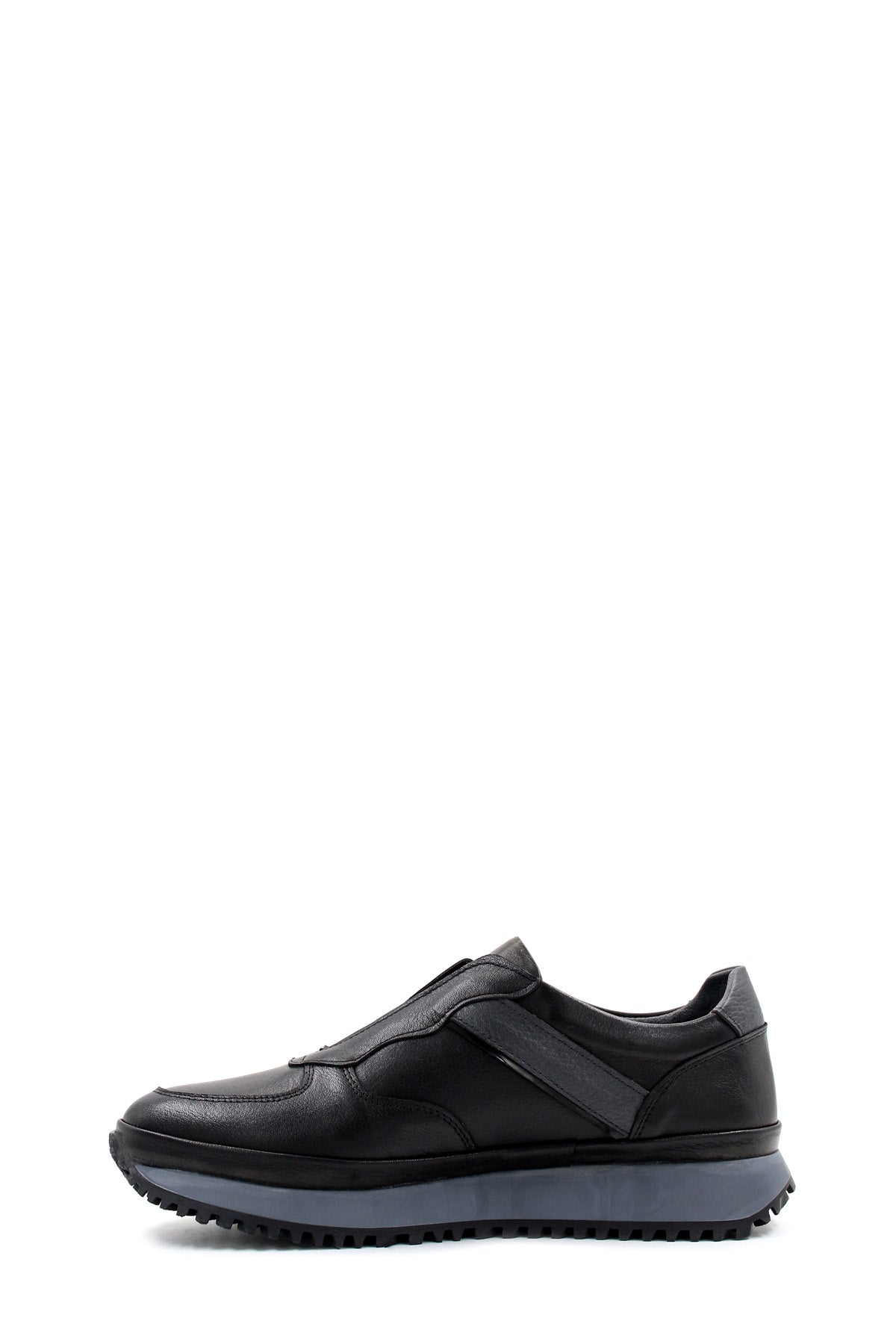 KOALA SYDNEY Men's Black Leather Slip-On Sneakers with Cushioned Sole
