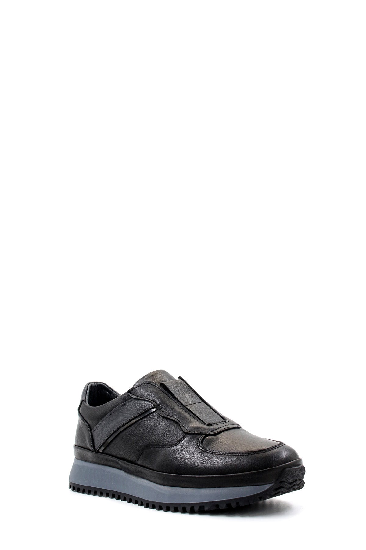 KOALA SYDNEY Men's Black Leather Slip-On Sneakers with Cushioned Sole