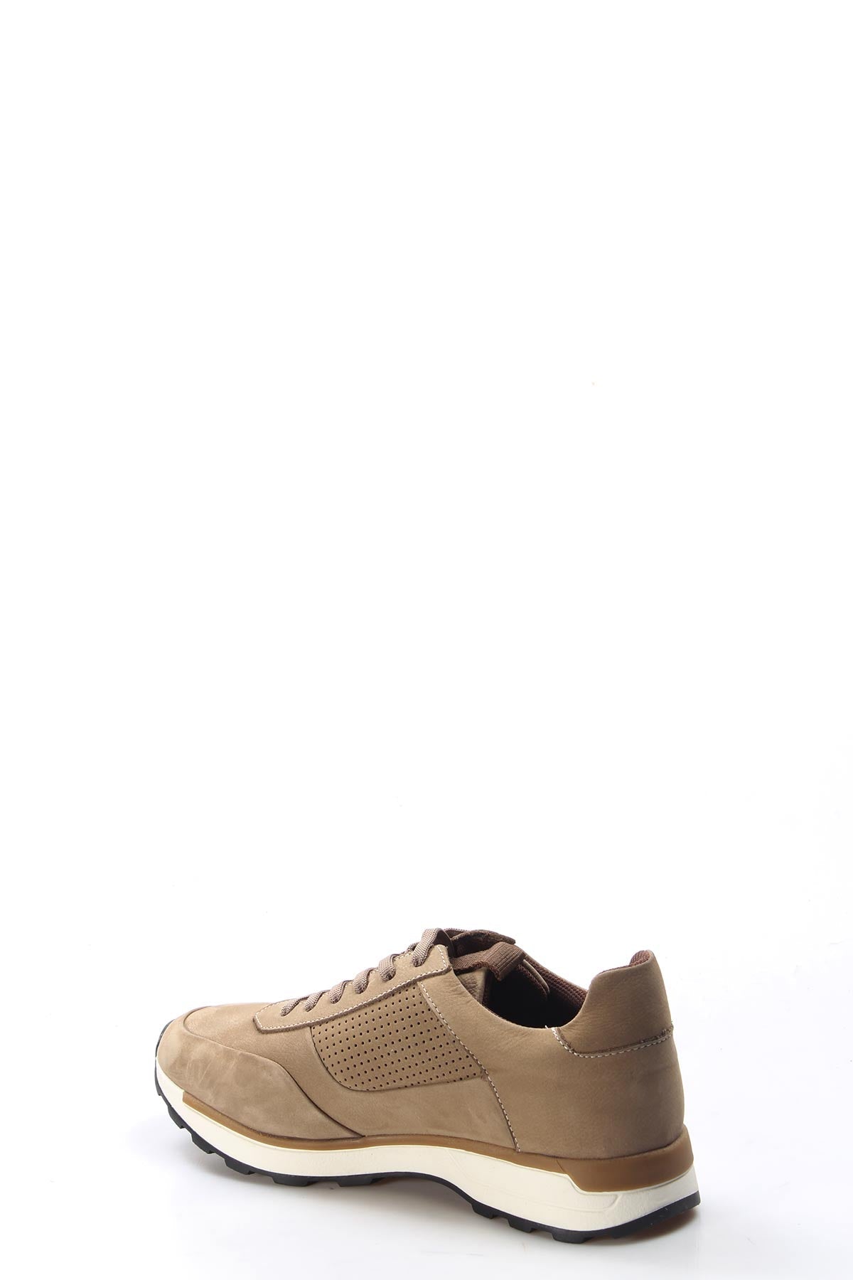 Men's Beige Suede Sneakers with Perforated Side Panel