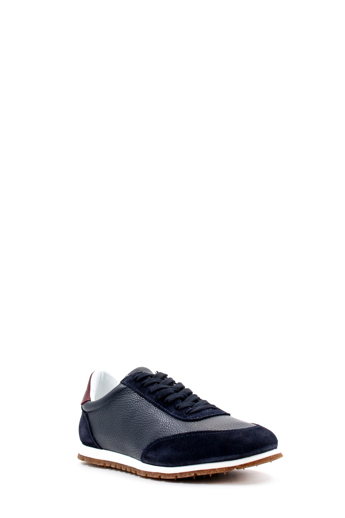 KOALA SYDNEY Men's Navy Leather and Suede Sneakers with Gum Sole