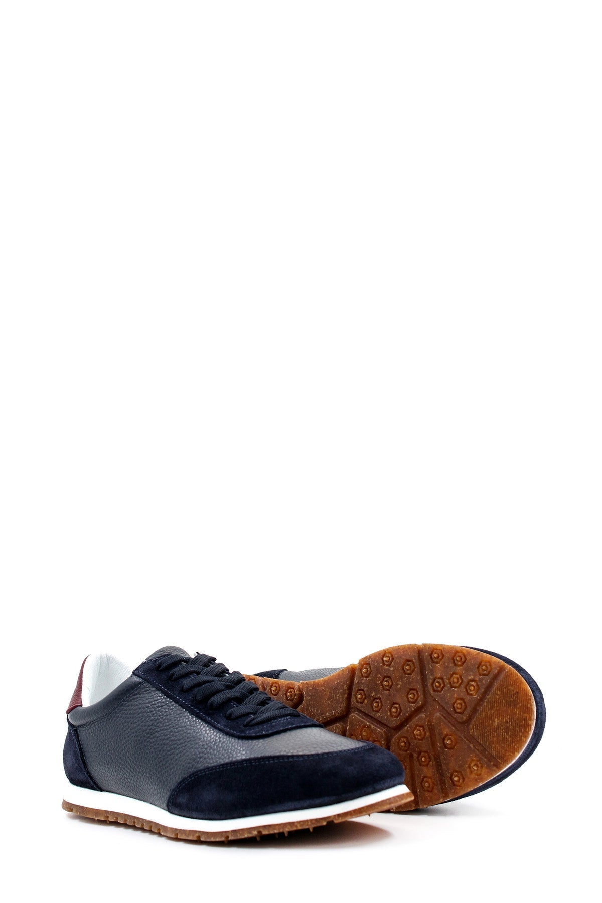 KOALA SYDNEY Men's Navy Leather and Suede Sneakers with Gum Sole