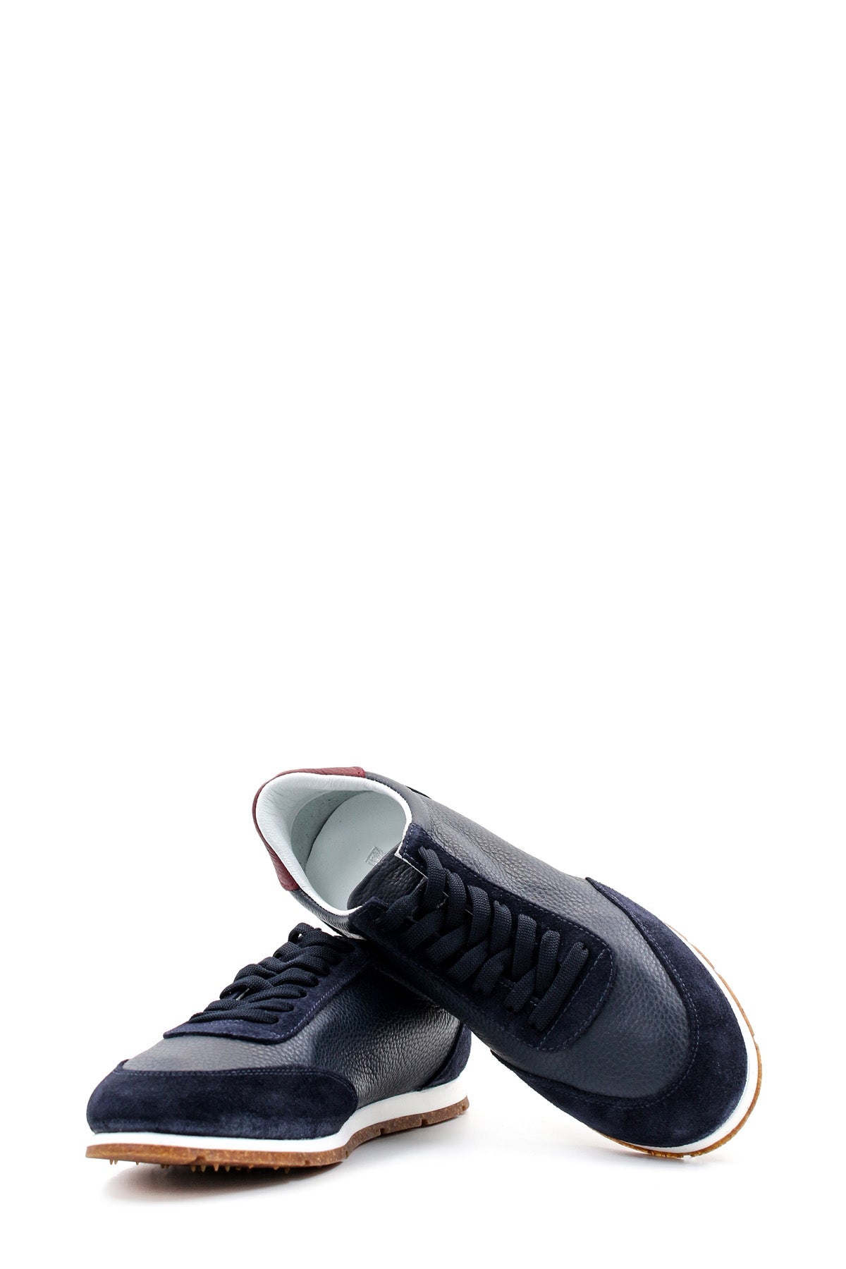 KOALA SYDNEY Men's Navy Leather and Suede Sneakers with Gum Sole
