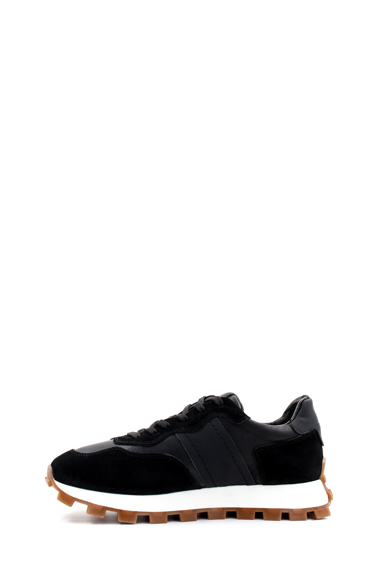 KOALA SYDNEY Men's Black Leather and Suede Sneakers with Contrast Sole