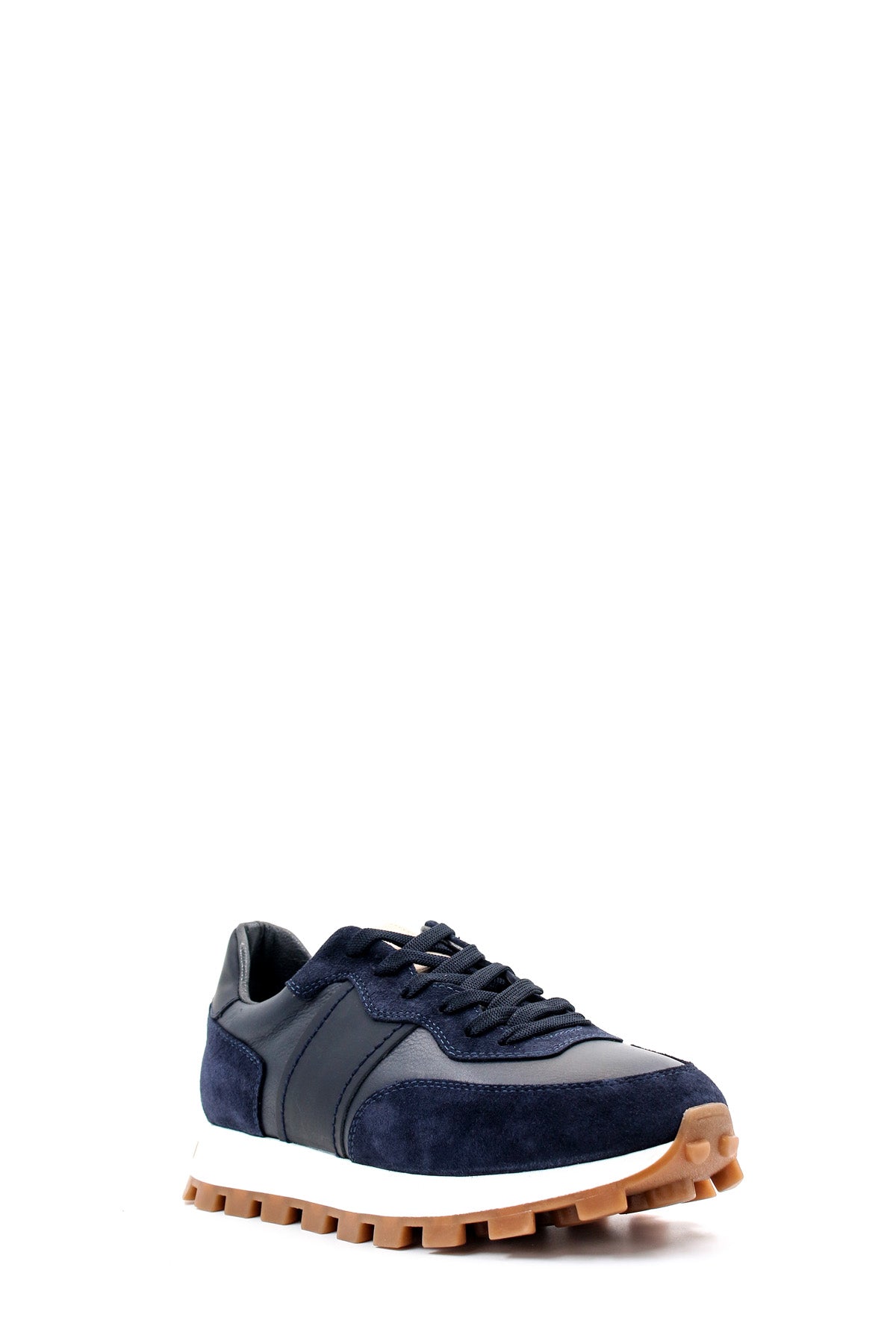 KOALA SYDNEY Men's Navy Blue Suede and Leather Casual Sneakers with White Sole