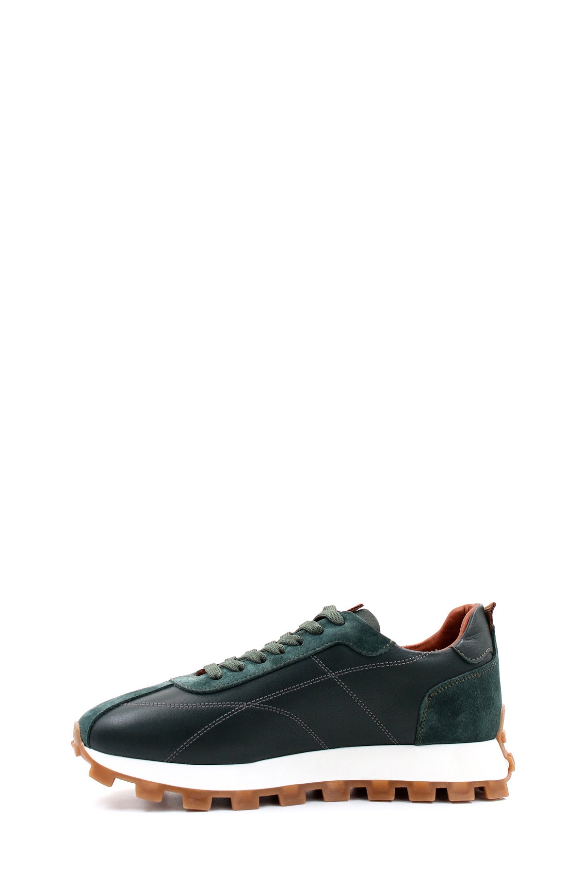 KOALA SYDNEY Men's Green and Brown Casual Sneakers with Suede and Leather Upper