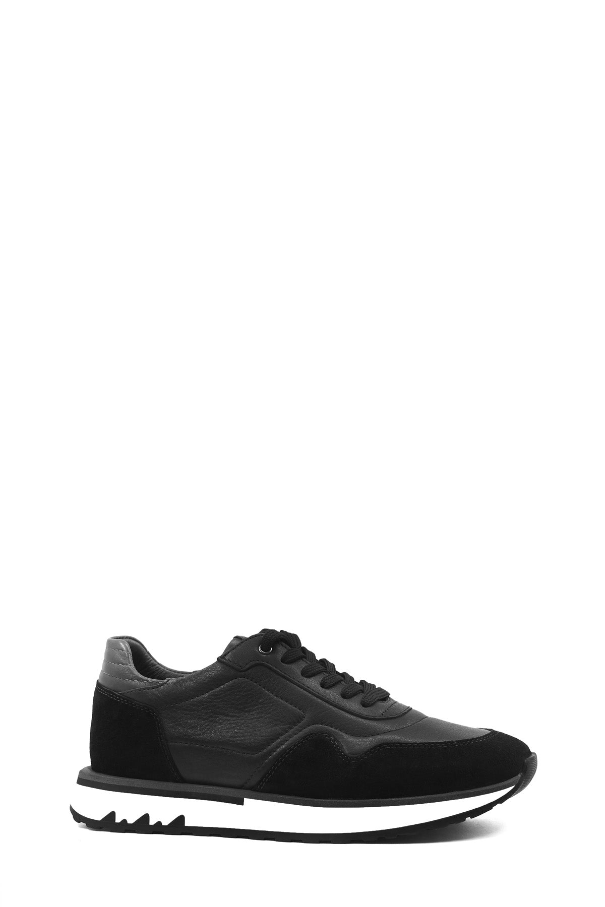 KOALA SYDNEY Men's Black Leather and Suede Sneakers with White Sole