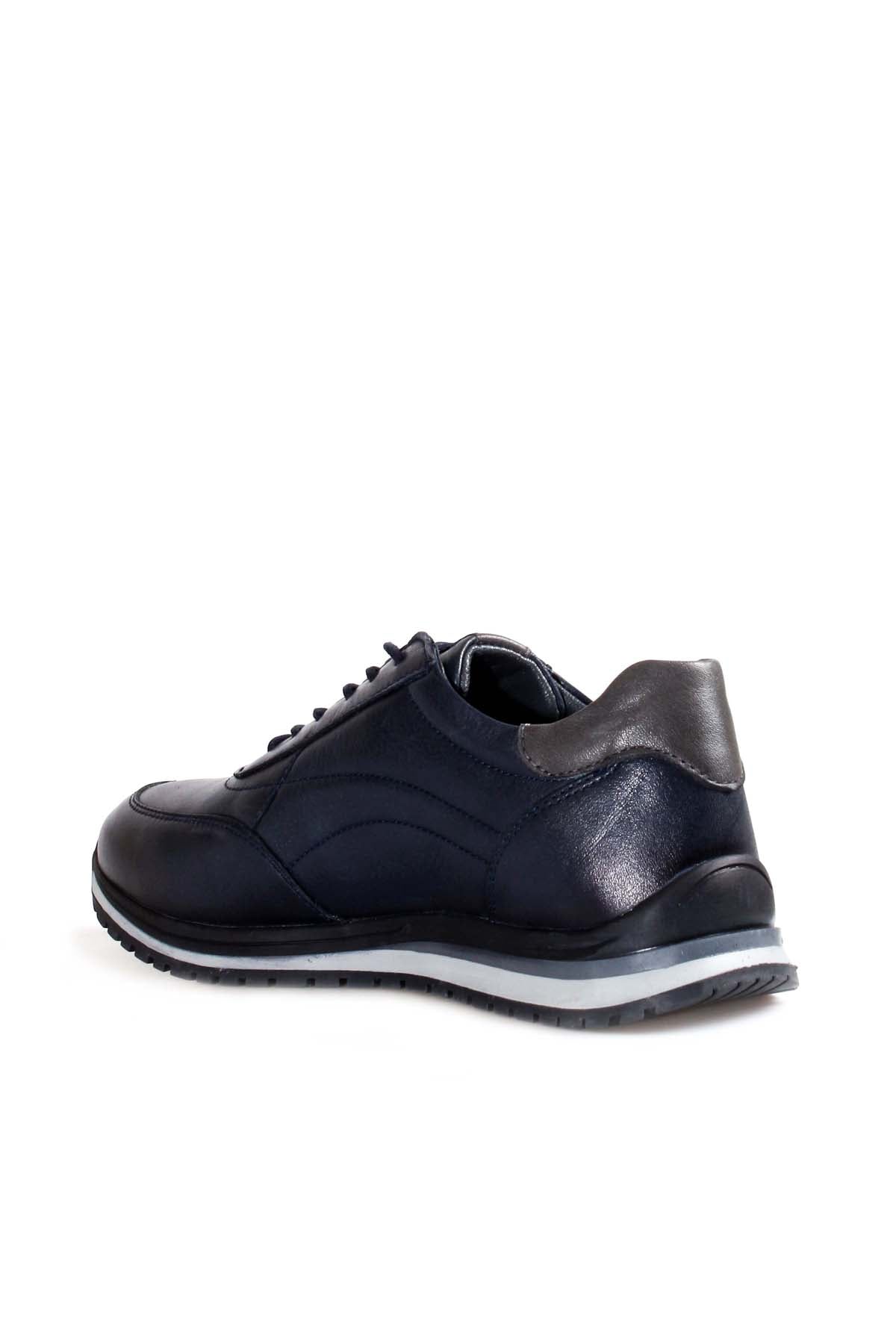 KOALA SYDNEY Men's Navy Blue Casual Leather Sneakers with Grey Accents