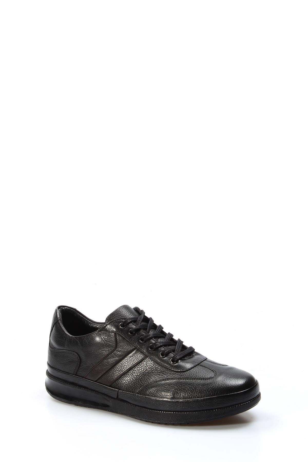 KOALA SYDNEY Men's Black Leather Sneakers with Padded Collar and Cushioned Sole