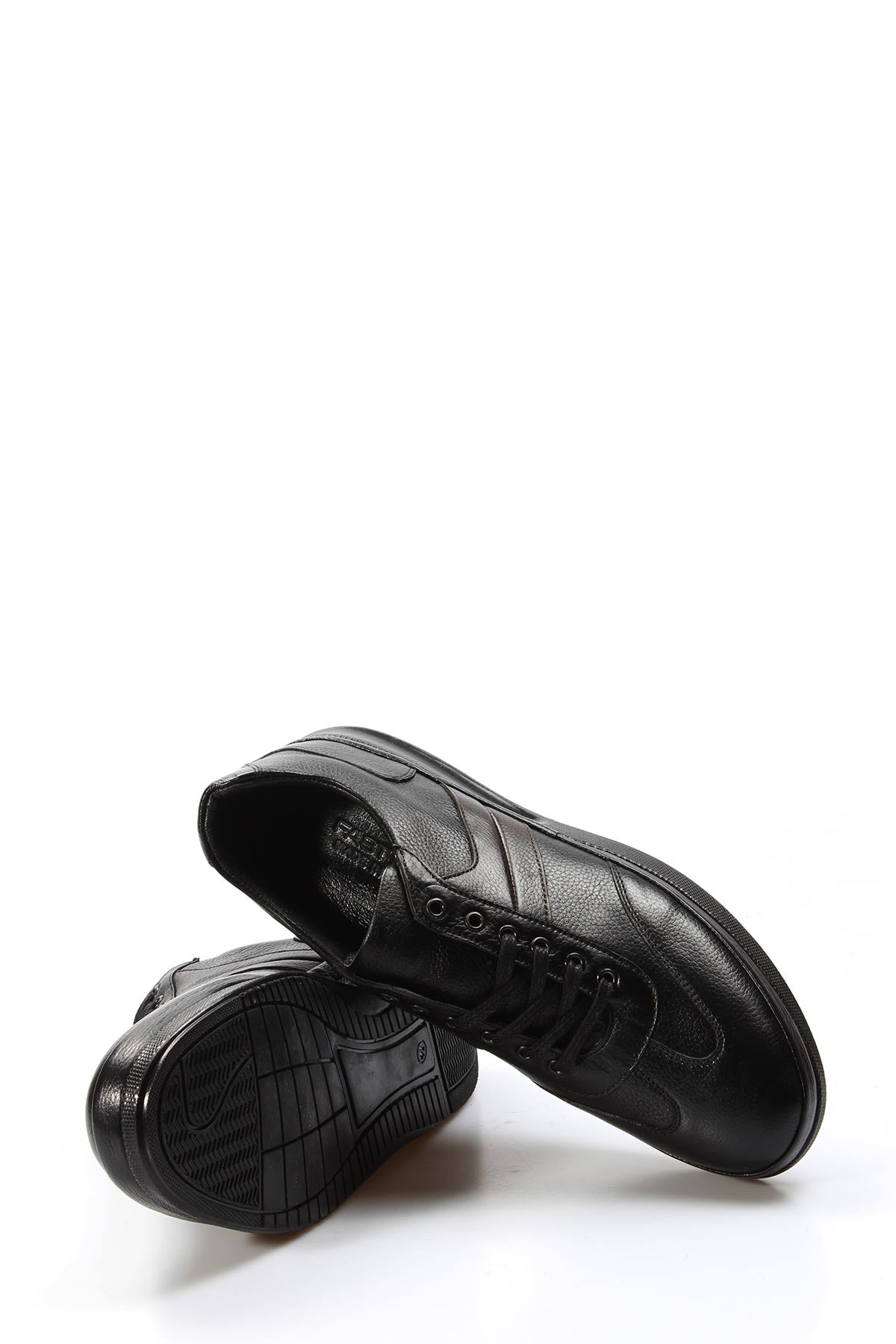 KOALA SYDNEY Men's Black Leather Sneakers with Padded Collar and Cushioned Sole
