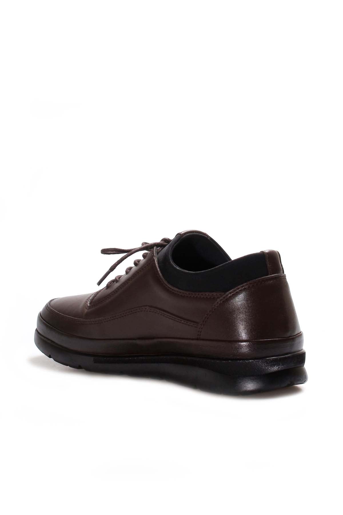 Men's Brown Leather Lace-Up Sneakers with Padded Collar