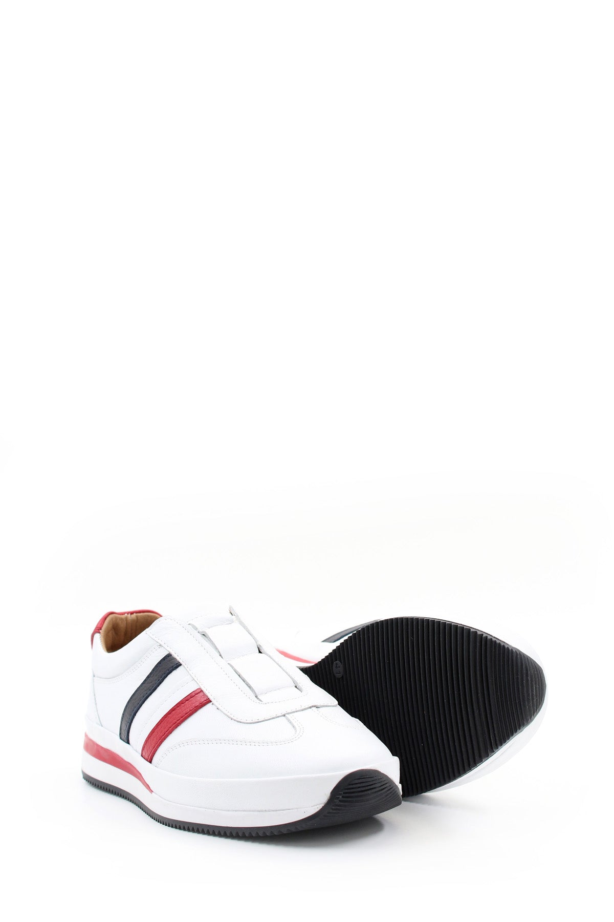 KOALA SYDNEY White Leather Striped Slip-On Sneakers Wessi