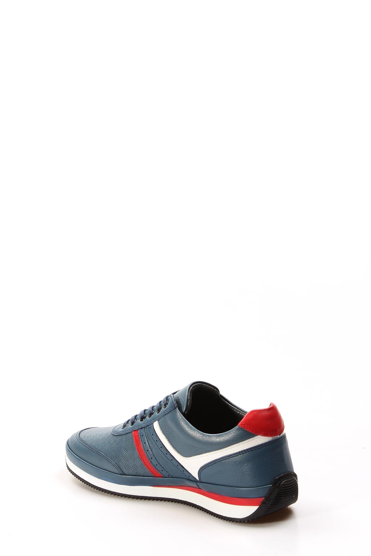 KOALA SYDNEY Men's Blue Leather Sneakers with Red and White Accents