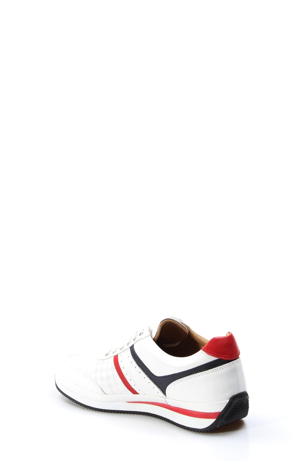 KOALA SYDNEY Men's White Leather Sneakers with Red and Blue Stripes