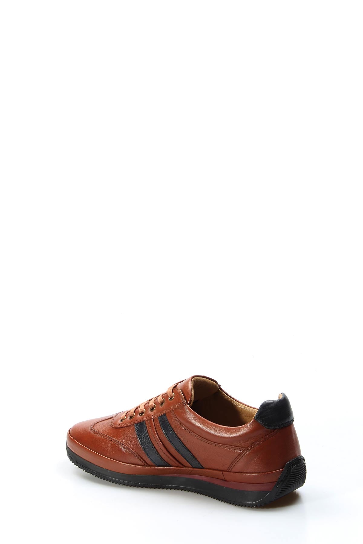 KOALA SYDNEY Men's Brown Leather Sneakers with Dual Black Stripes