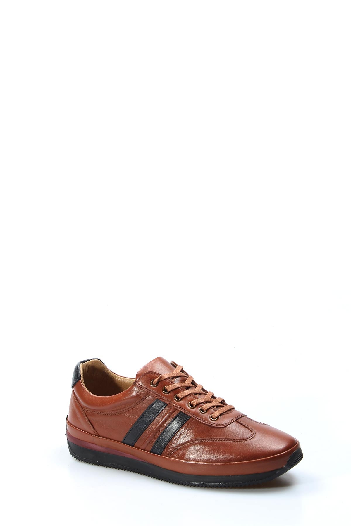 KOALA SYDNEY Men's Brown Leather Sneakers with Dual Black Stripes