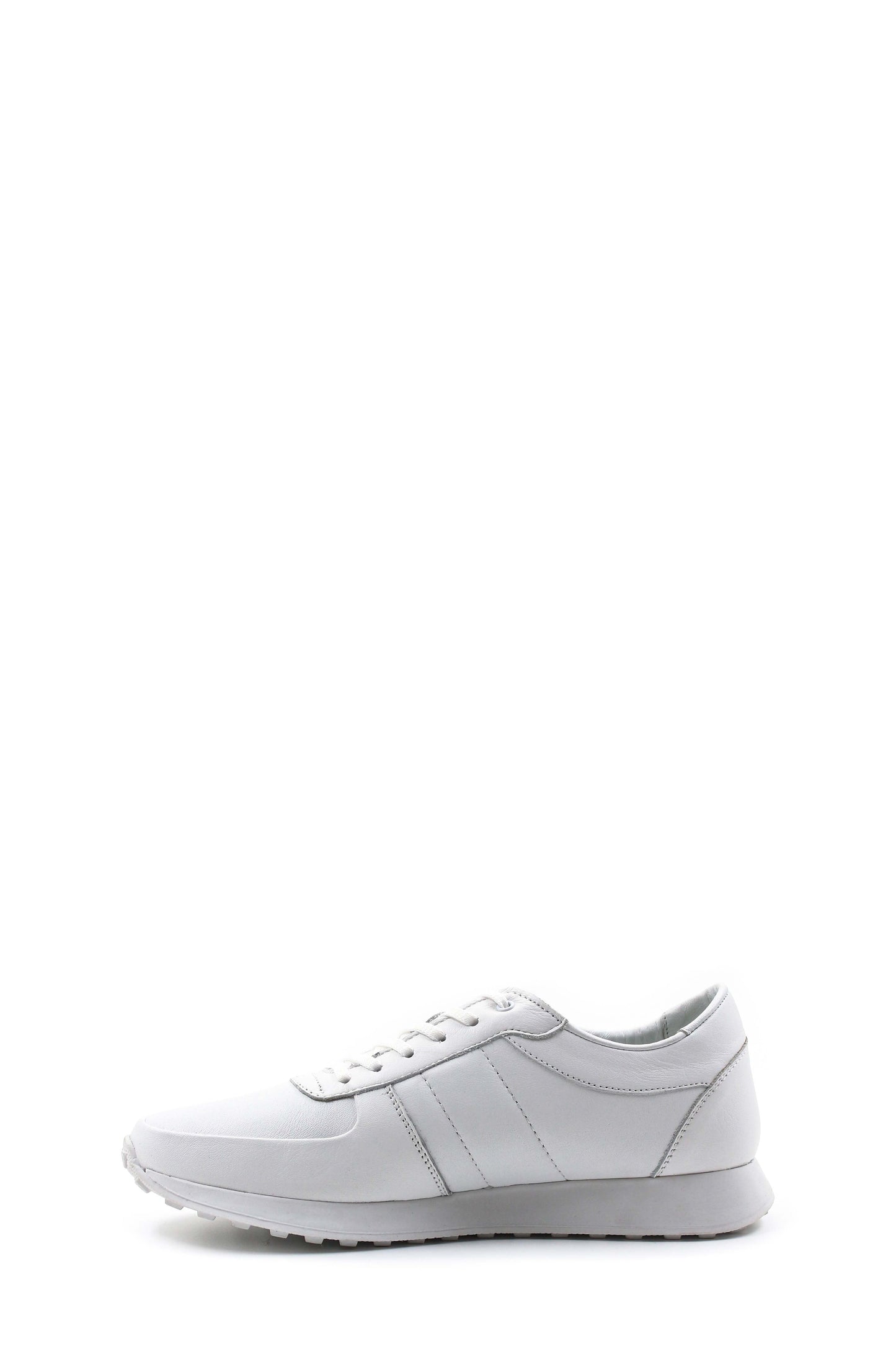 Men's All-White Leather Sneakers with Low-Top Design
