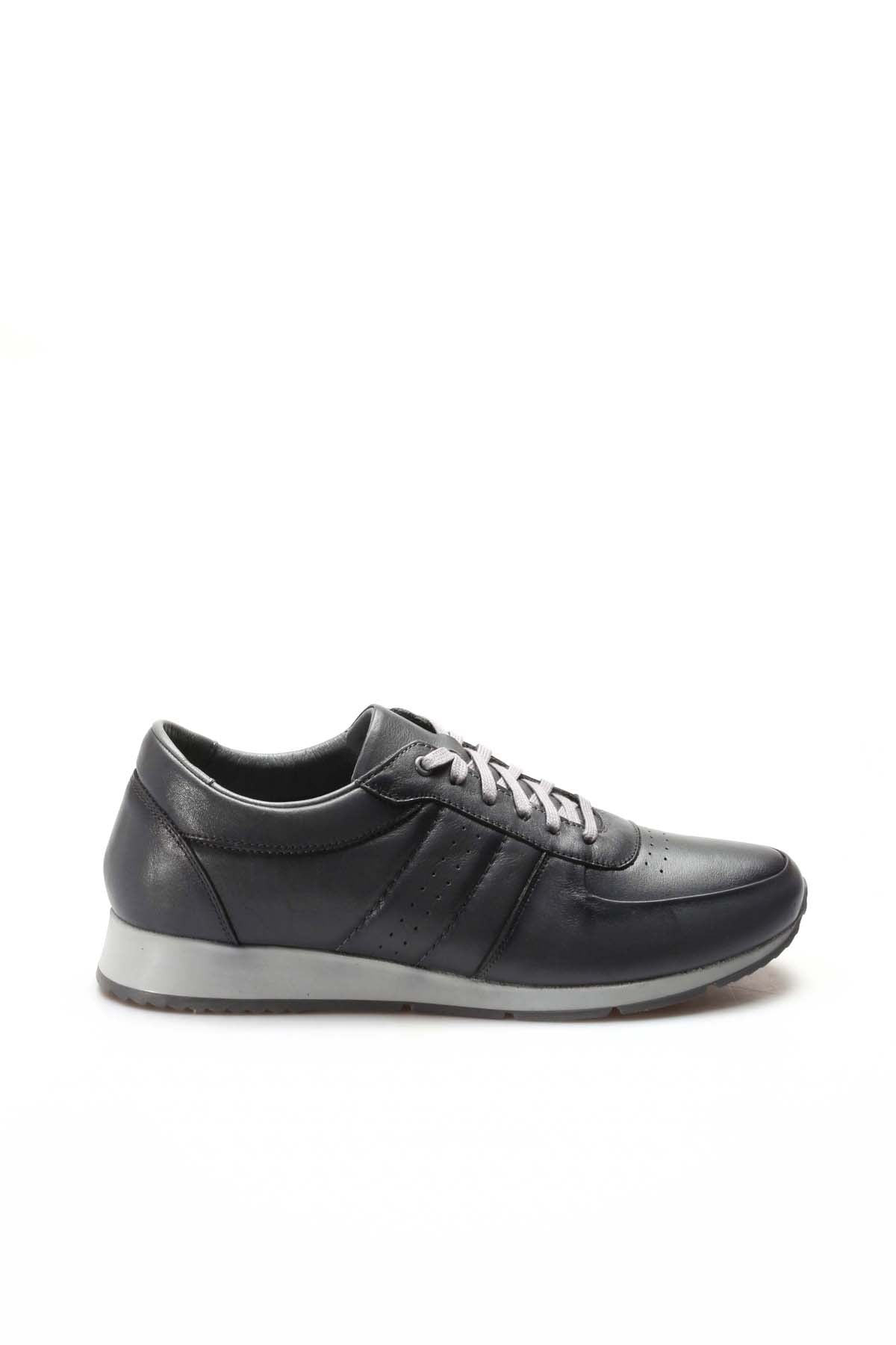 KOALA SYDNEY Men's Gray Leather Low-Top Sneakers with Contrast Sole