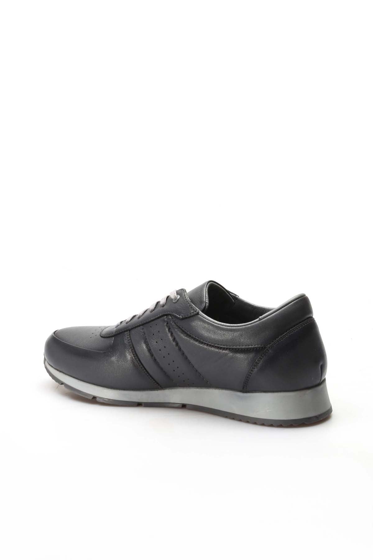 KOALA SYDNEY Men's Gray Leather Low-Top Sneakers with Contrast Sole