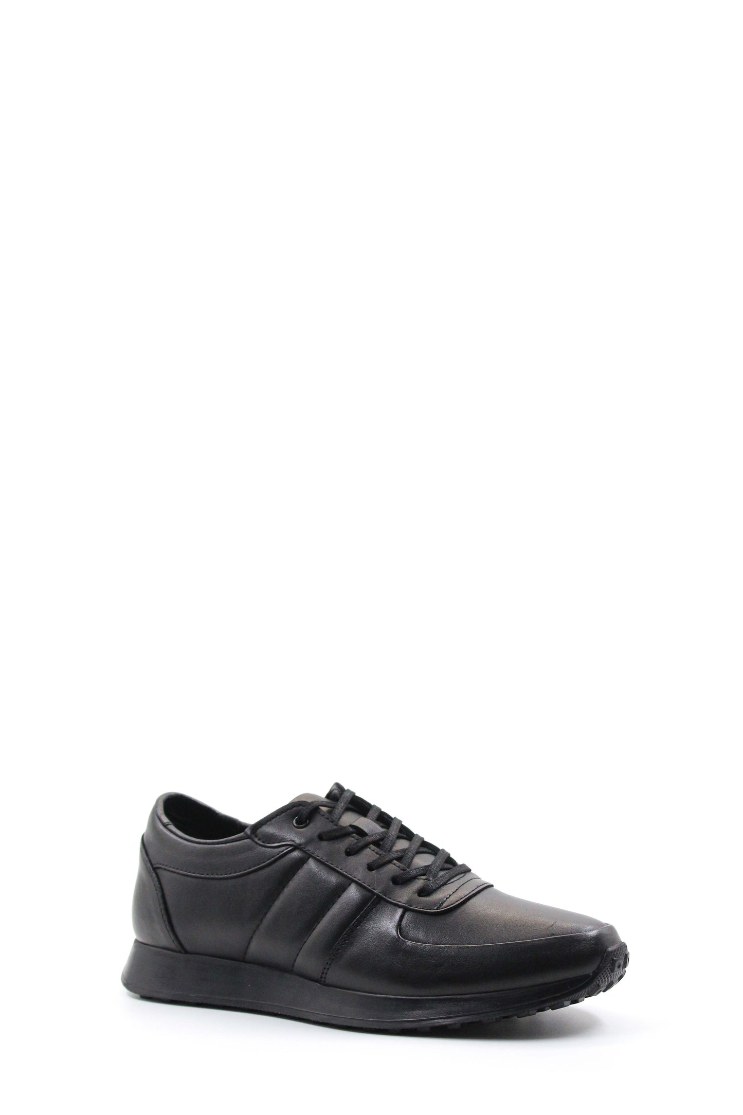 Men's Black Leather Sneakers with Subtle Stitch Detailing