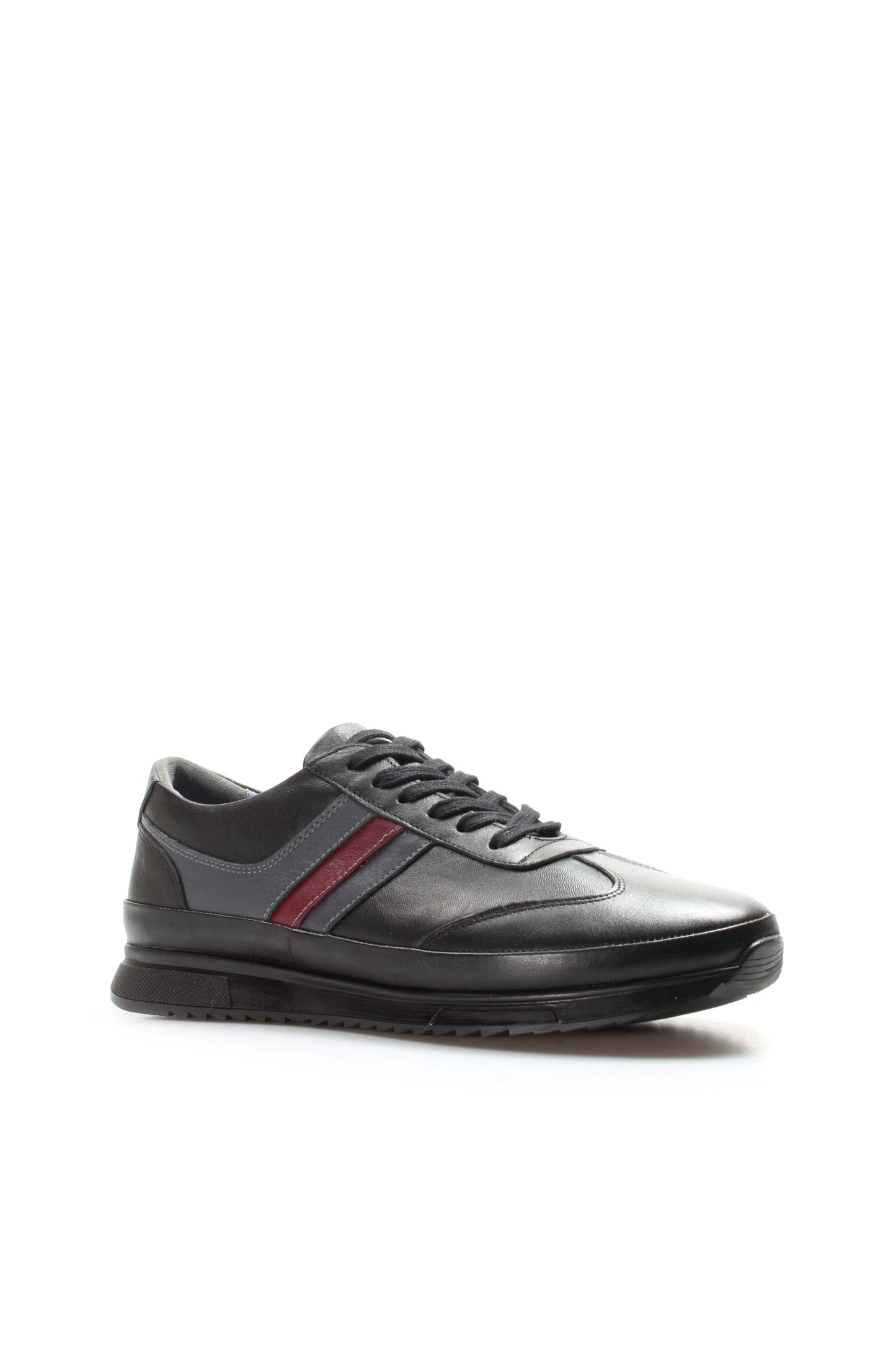 KOALA SYDNEY Men's Dark Brown Leather Sneakers with Burgundy Stripe