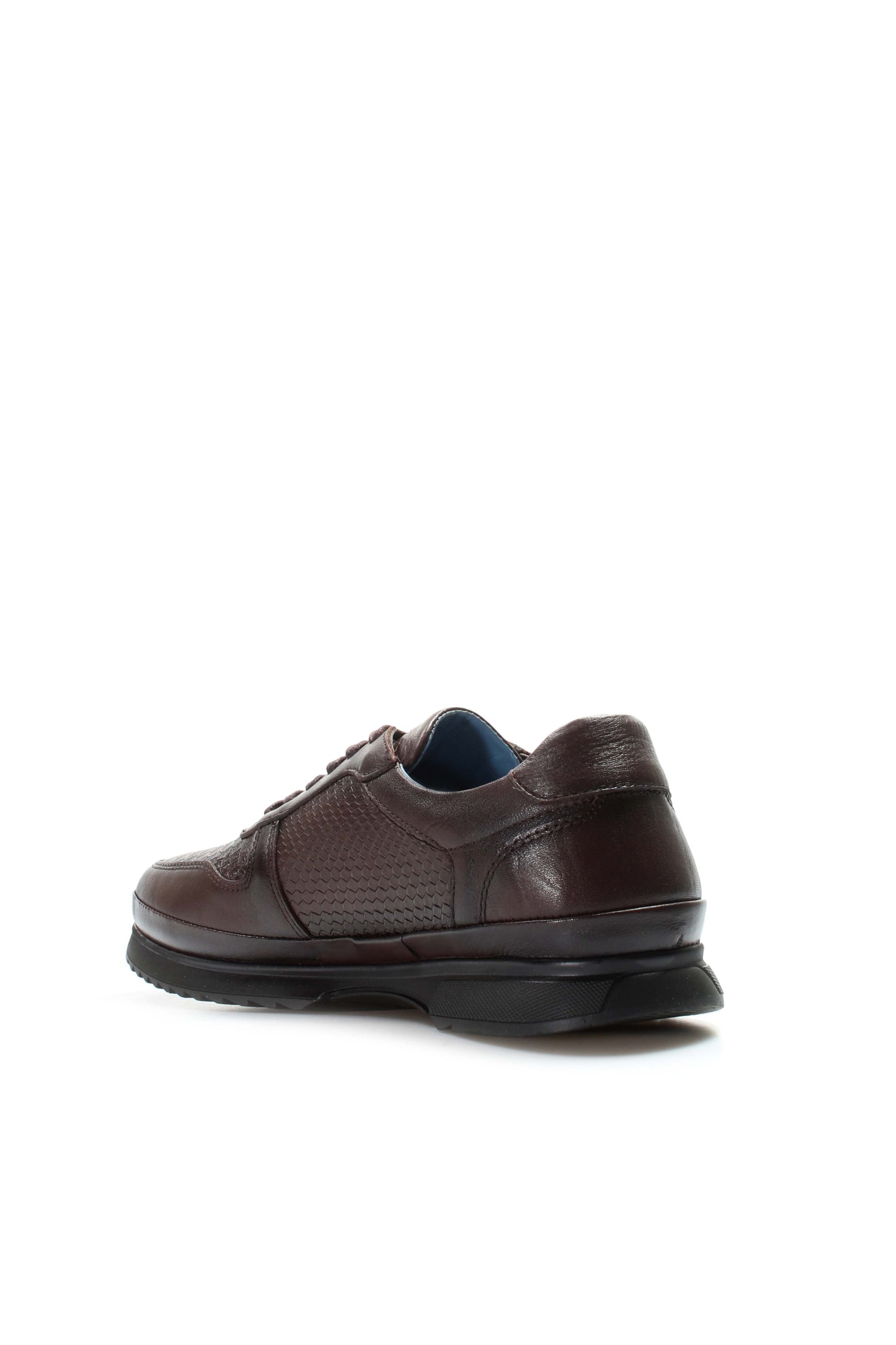 Men's Brown Leather Sneakers with Embossed Croc Texture