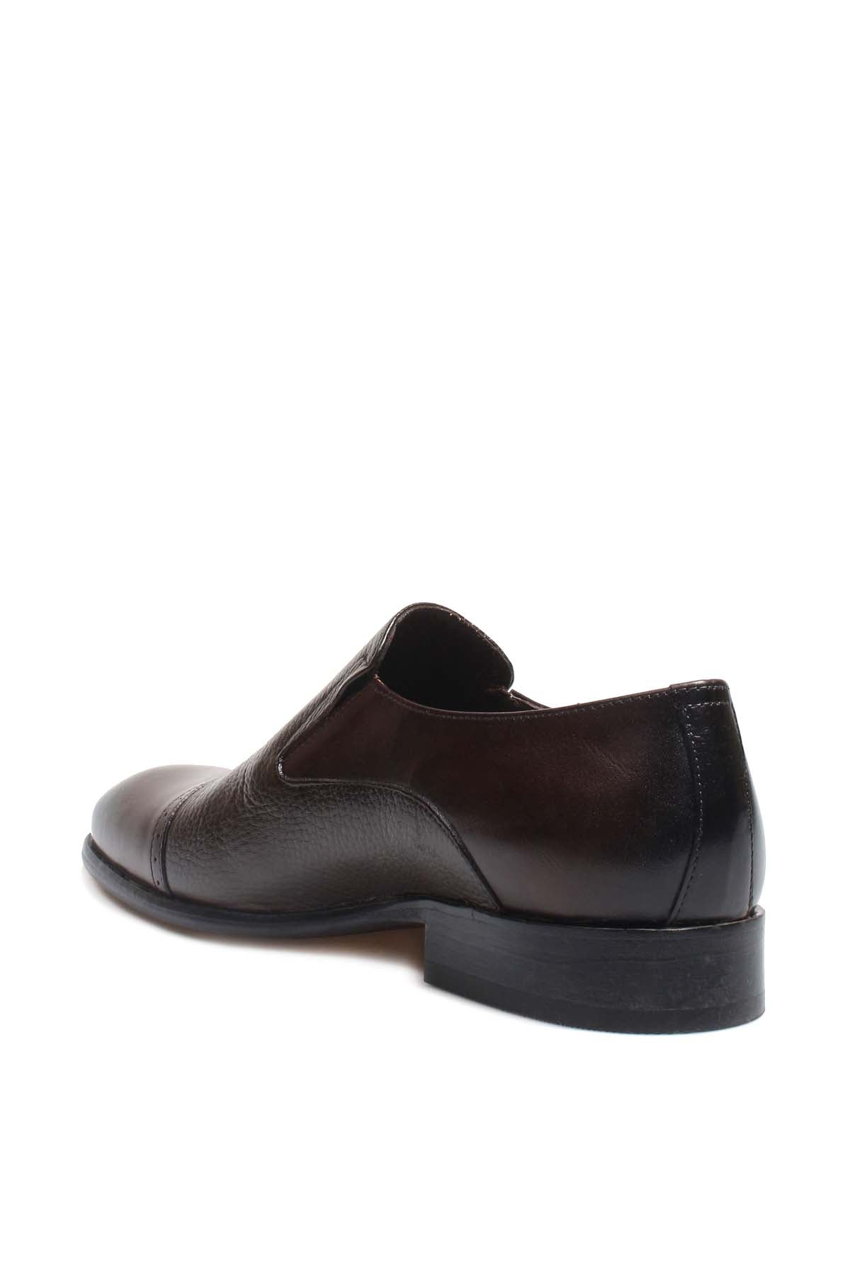 KOALA SYDNEY Men's Brown Leather Slip-On Loafers with Peaked Cap Toe and Textured Finish
