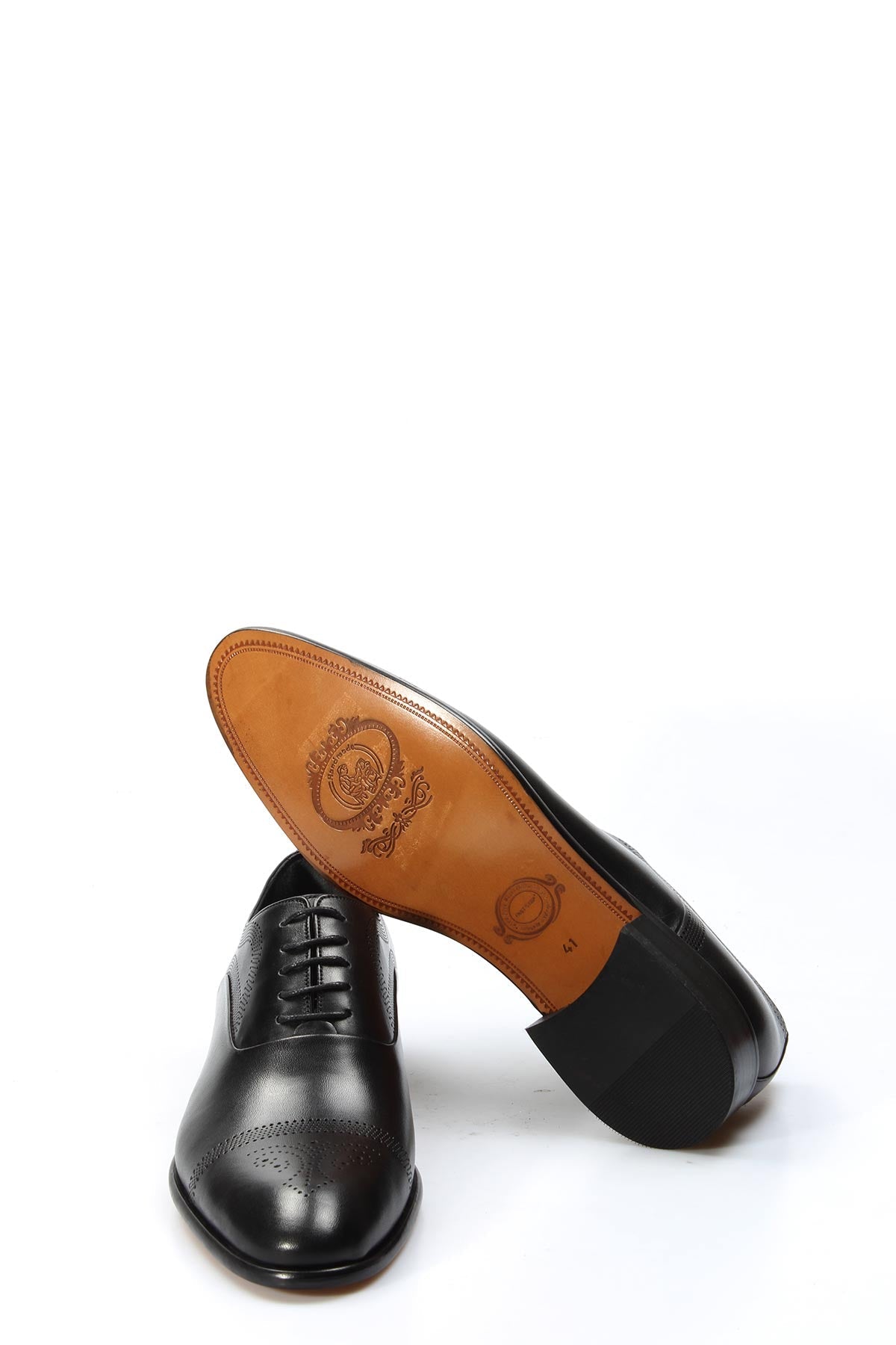KOALA SYDNEY Men's Black Oxford Dress Shoes with Brogue Detailing