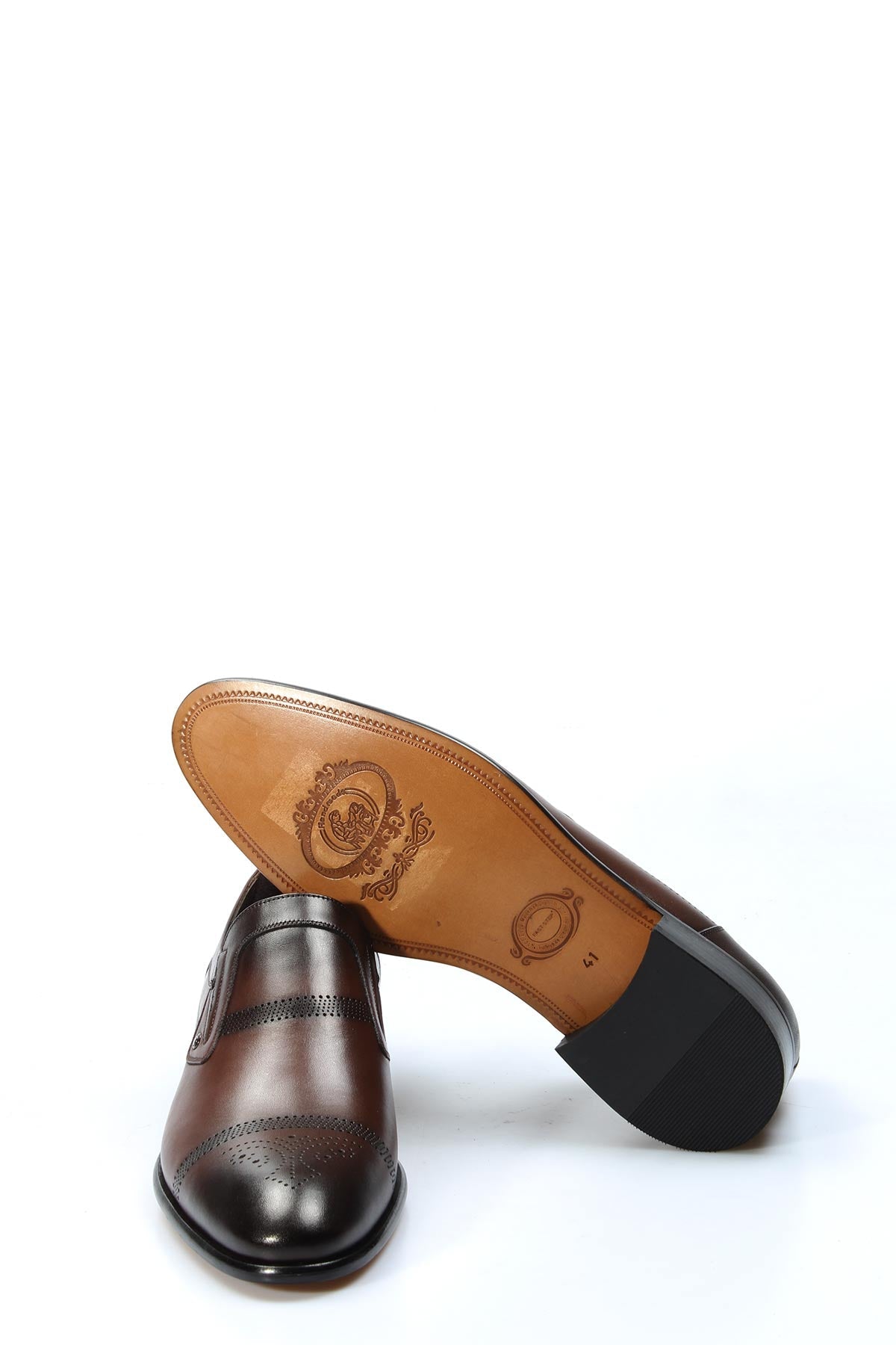 KOALA SYDNEY Men's Brown Leather Loafers with Perforated Design