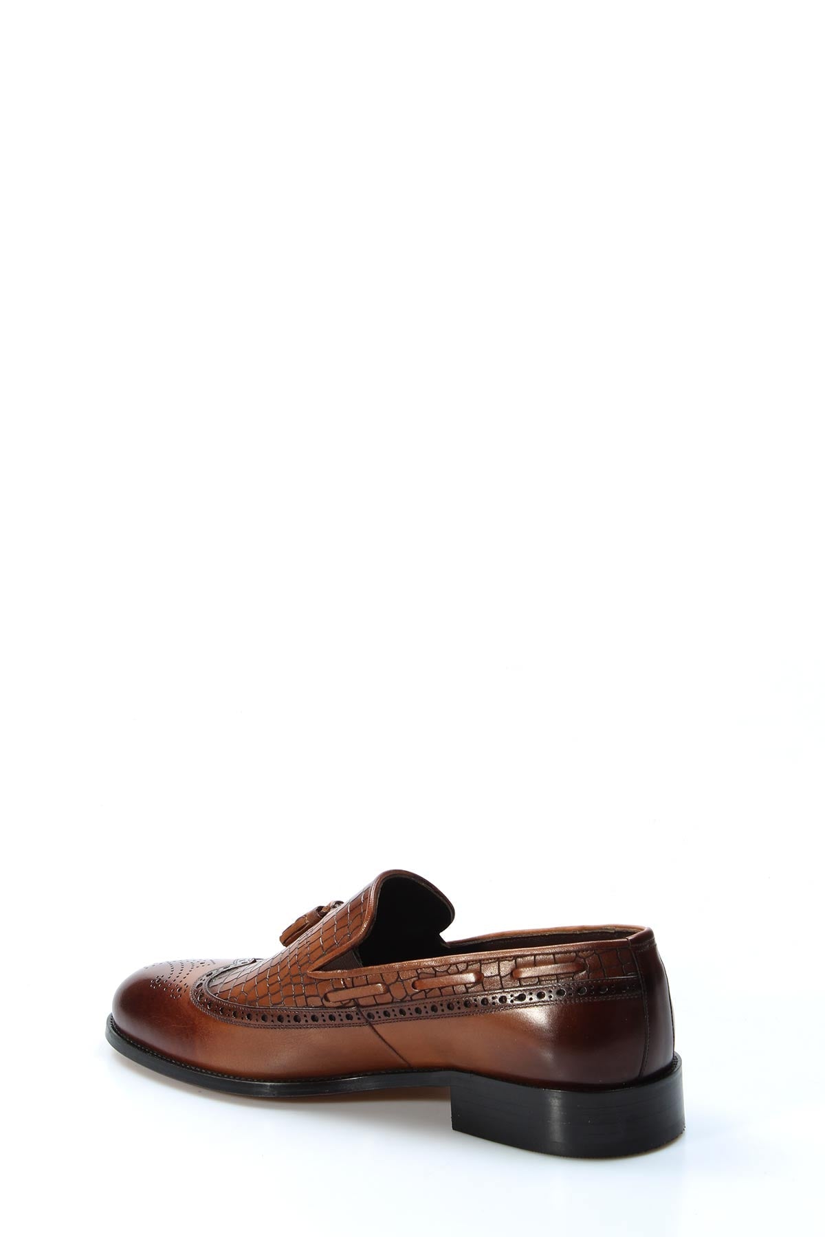 KOALA SYDNEY Men's Brown Crocodile-Embossed Leather Tassel Loafers