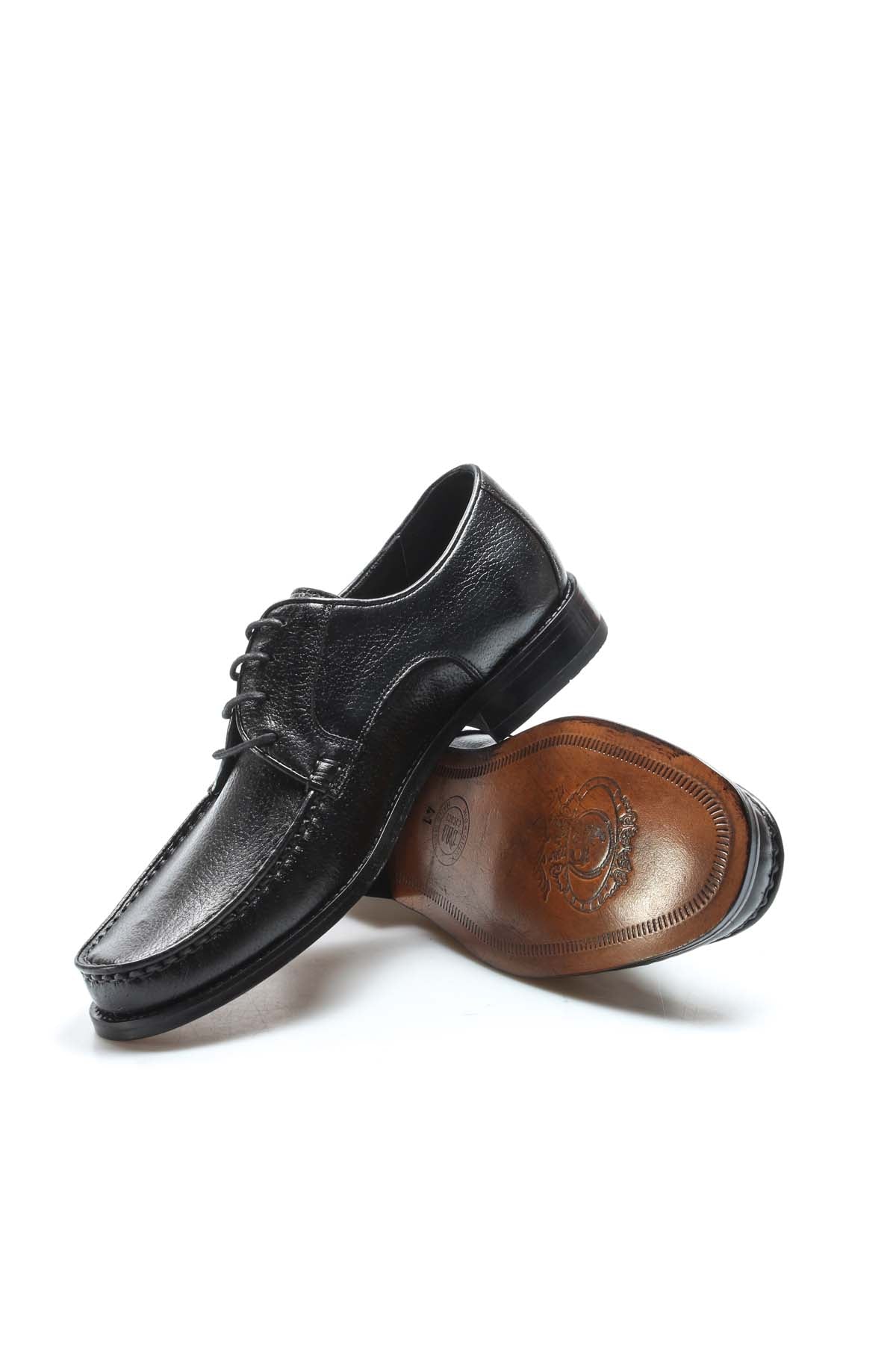 KOALA SYDNEY Men's Classic Black Leather Moc-Toe Derby Shoes
