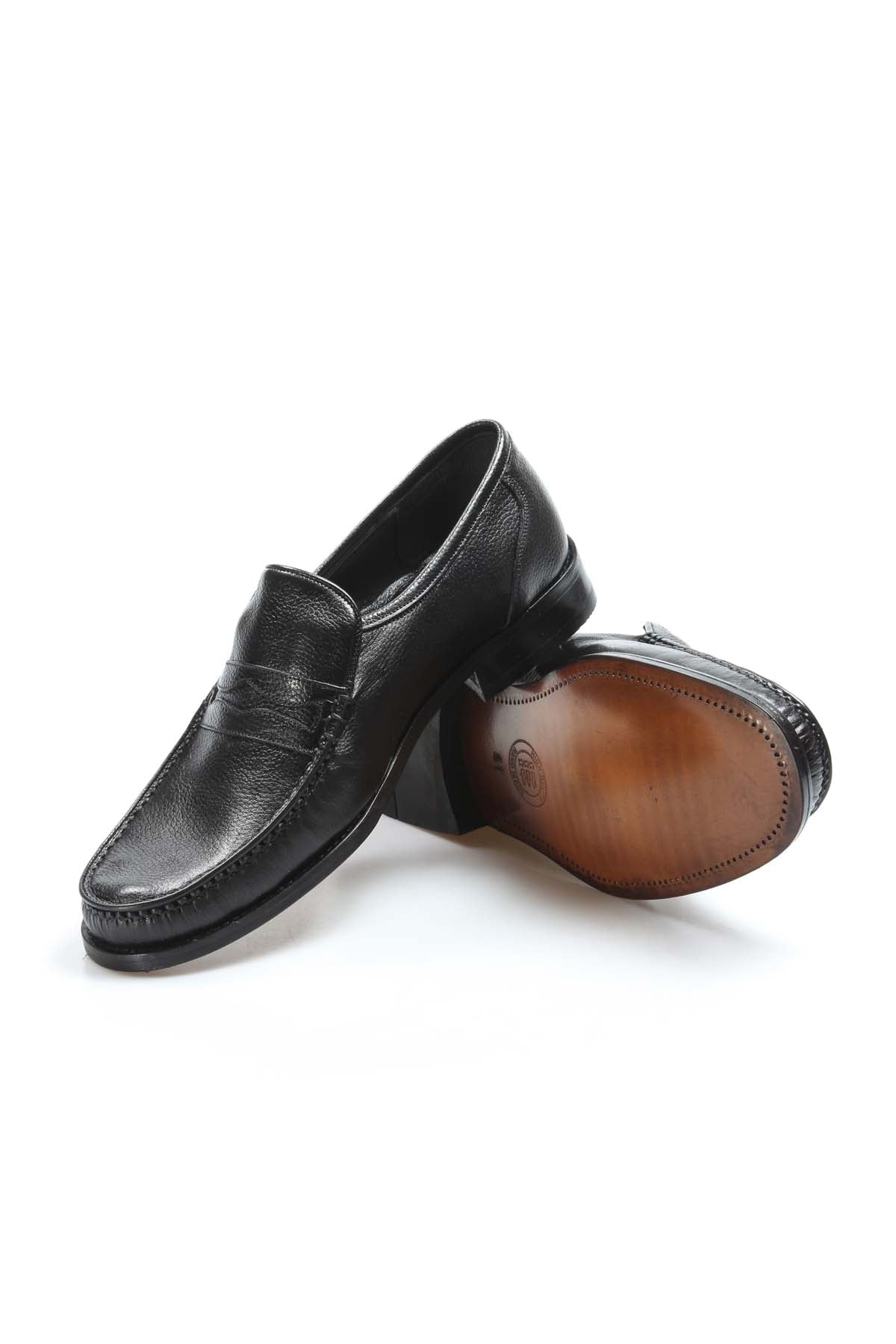 KOALA SYDNEY Men's Black Leather Penny Loafers with Classic Moc Toe