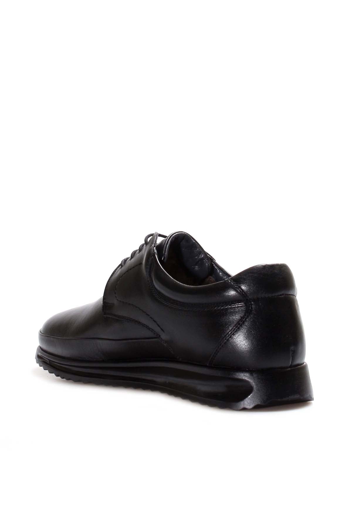 KOALA SYDNEY Men's Black Leather Lace-Up Shoes with Fur Lining