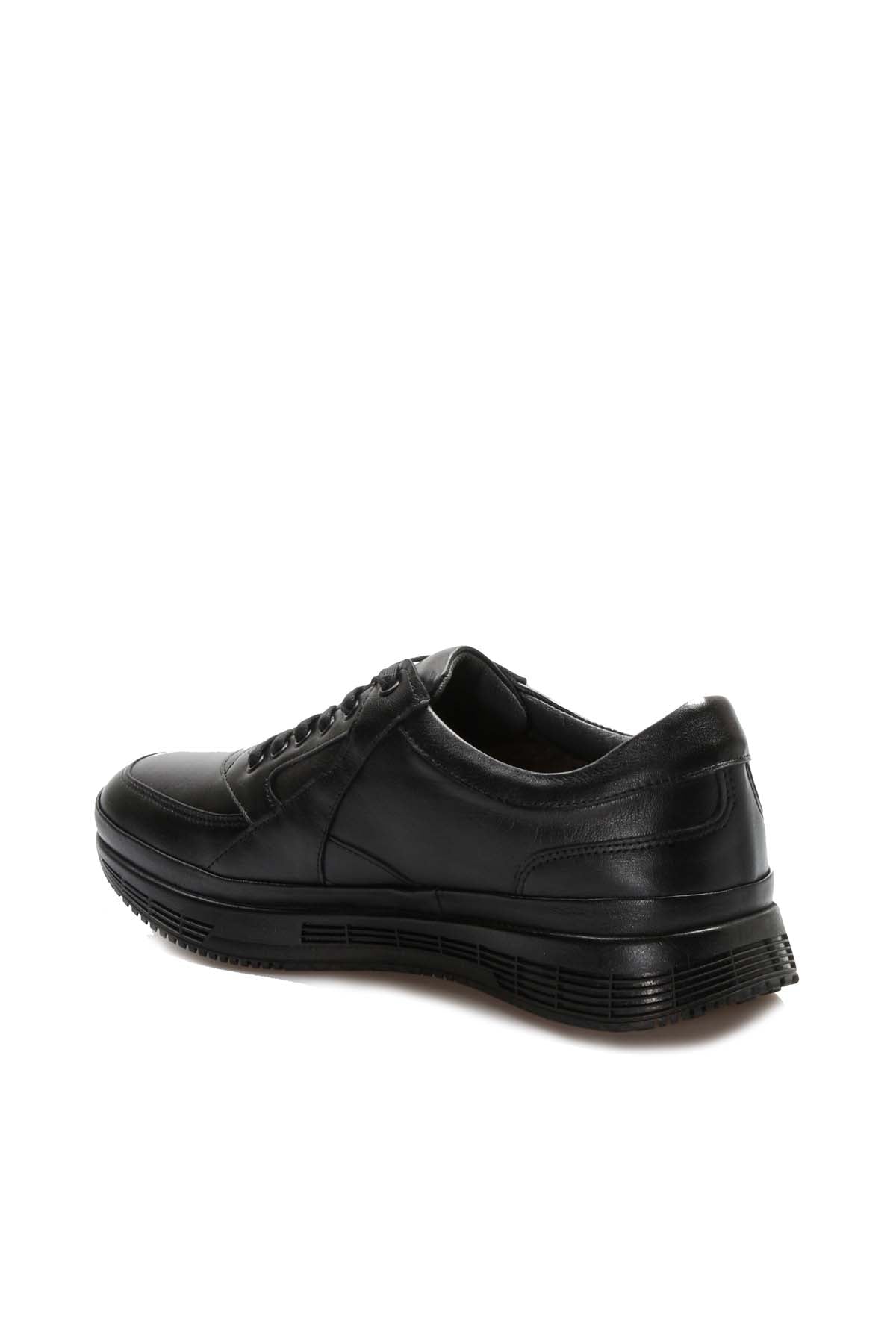KOALA SYDNEY Men's Black Leather Sneakers with Cushioned Sole and Fur Lining