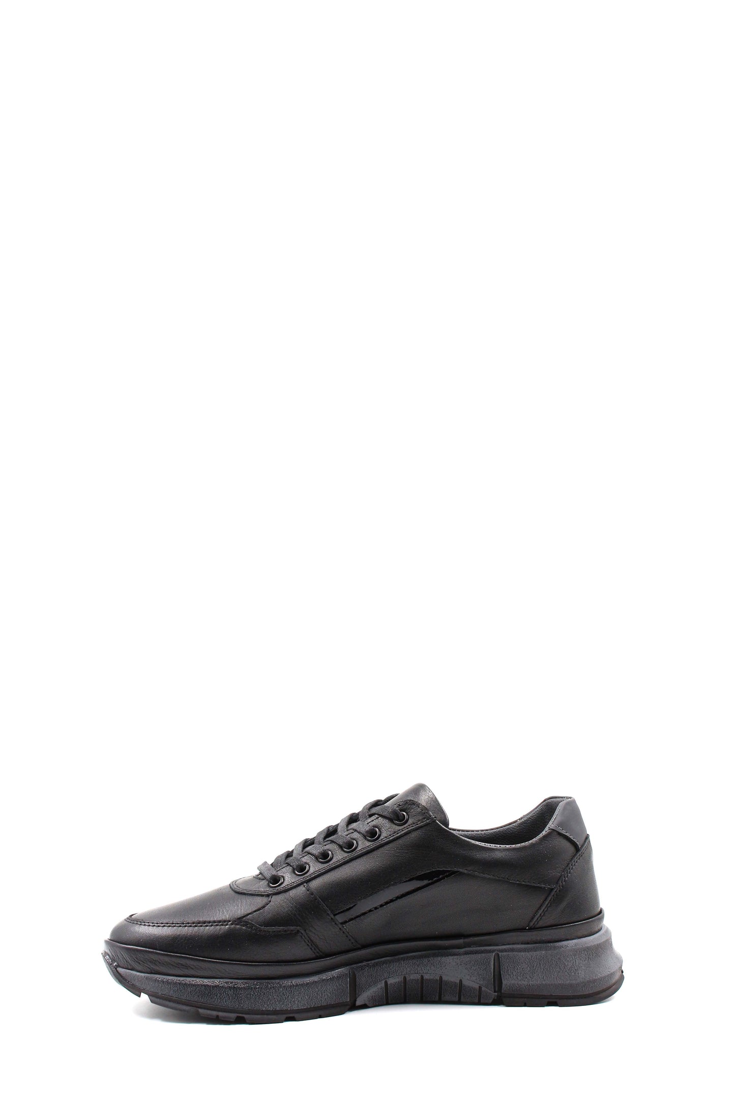 KOALA SYDNEY Men's Black Leather Sneakers with Side Zipper and Warm Fur Lining