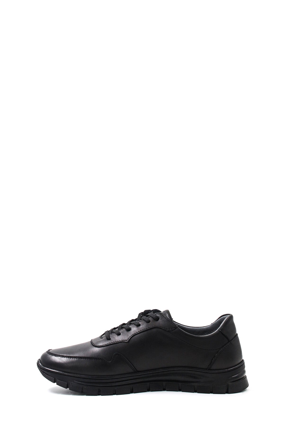 Men's Black Leather Athletic Sneakers-Wessi