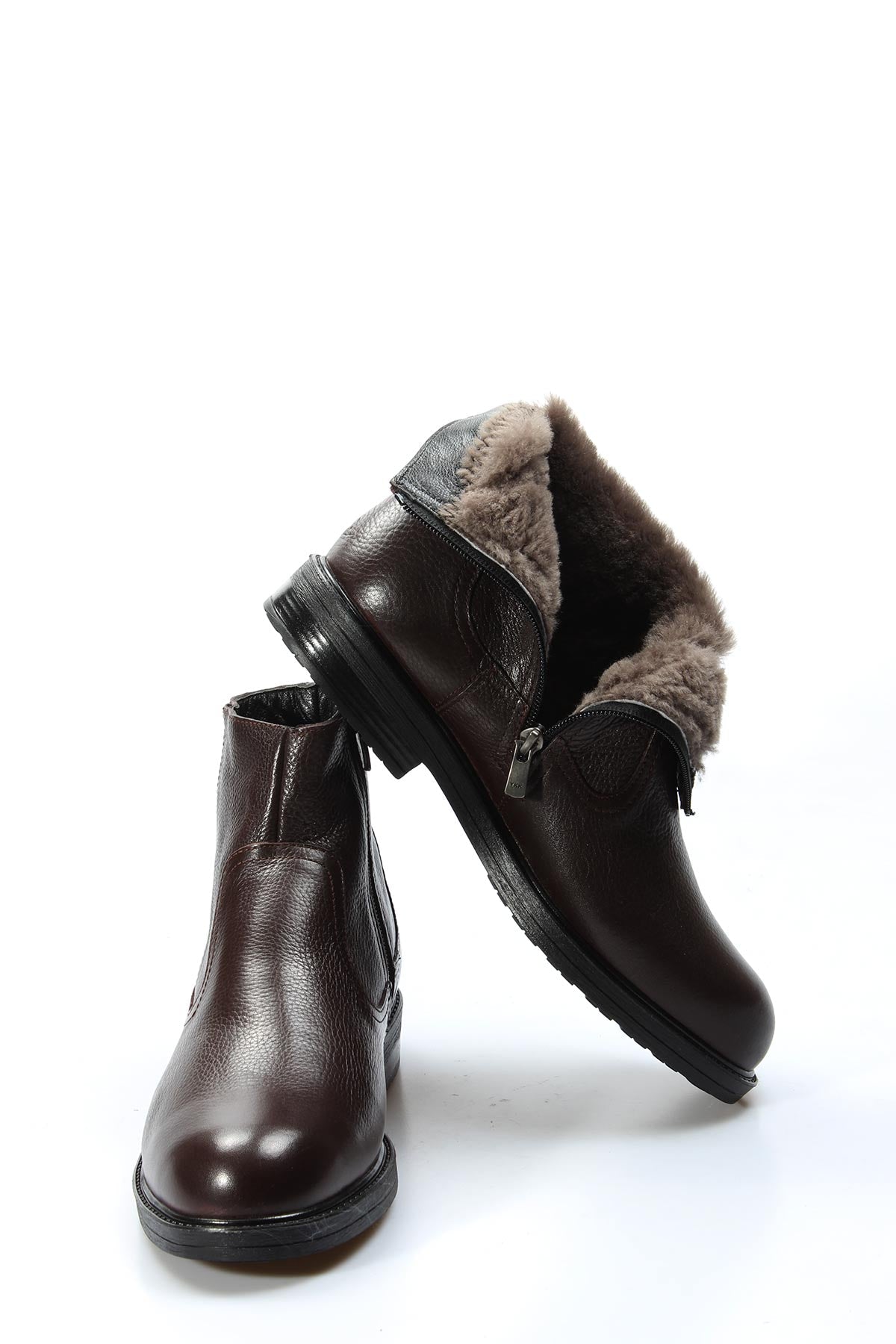 KOALA SYDNEY Men's Brown Leather Fur-Lined Boots