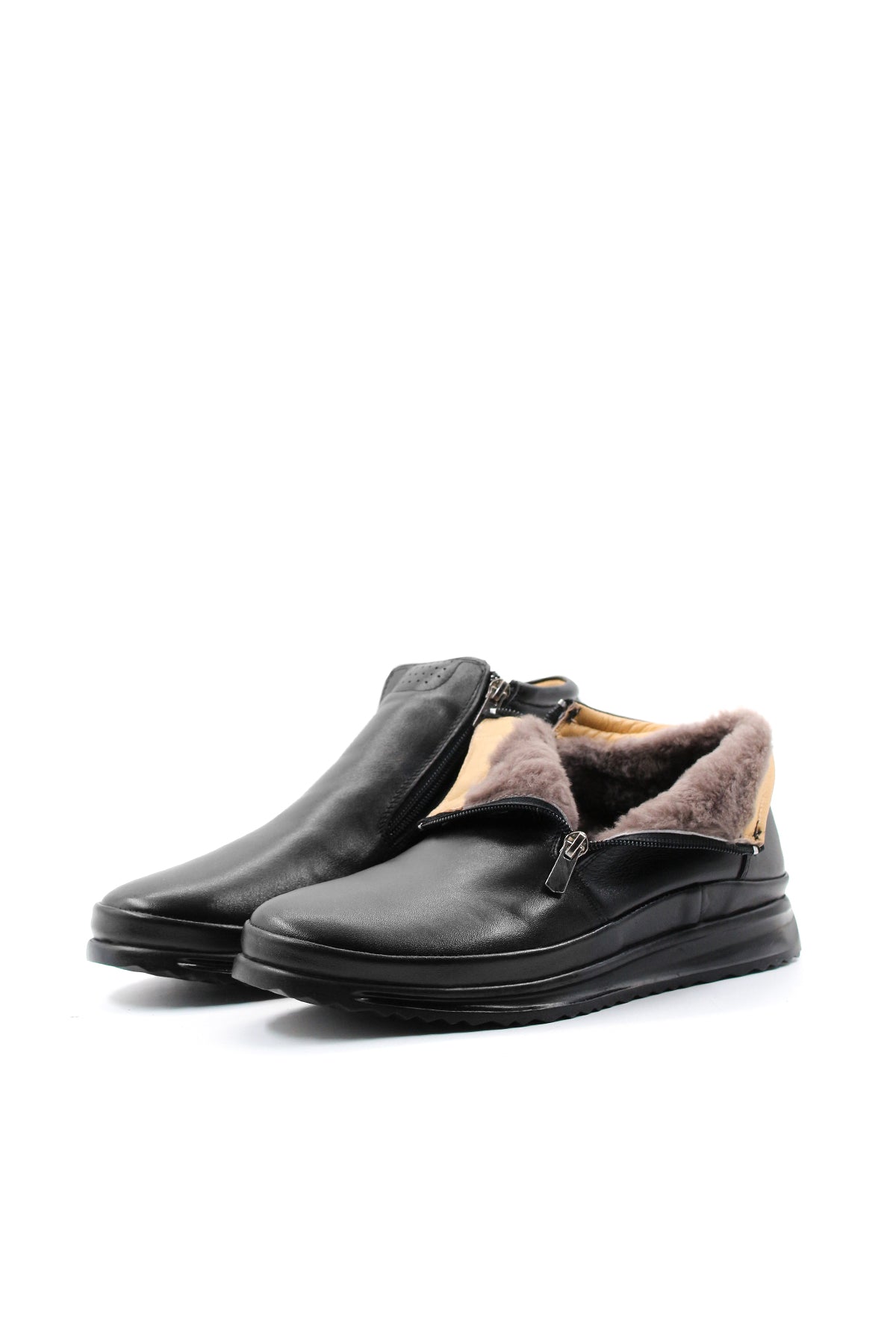 KOALA SYDNEY Black Leather Zippered Ankle Boots Wessi