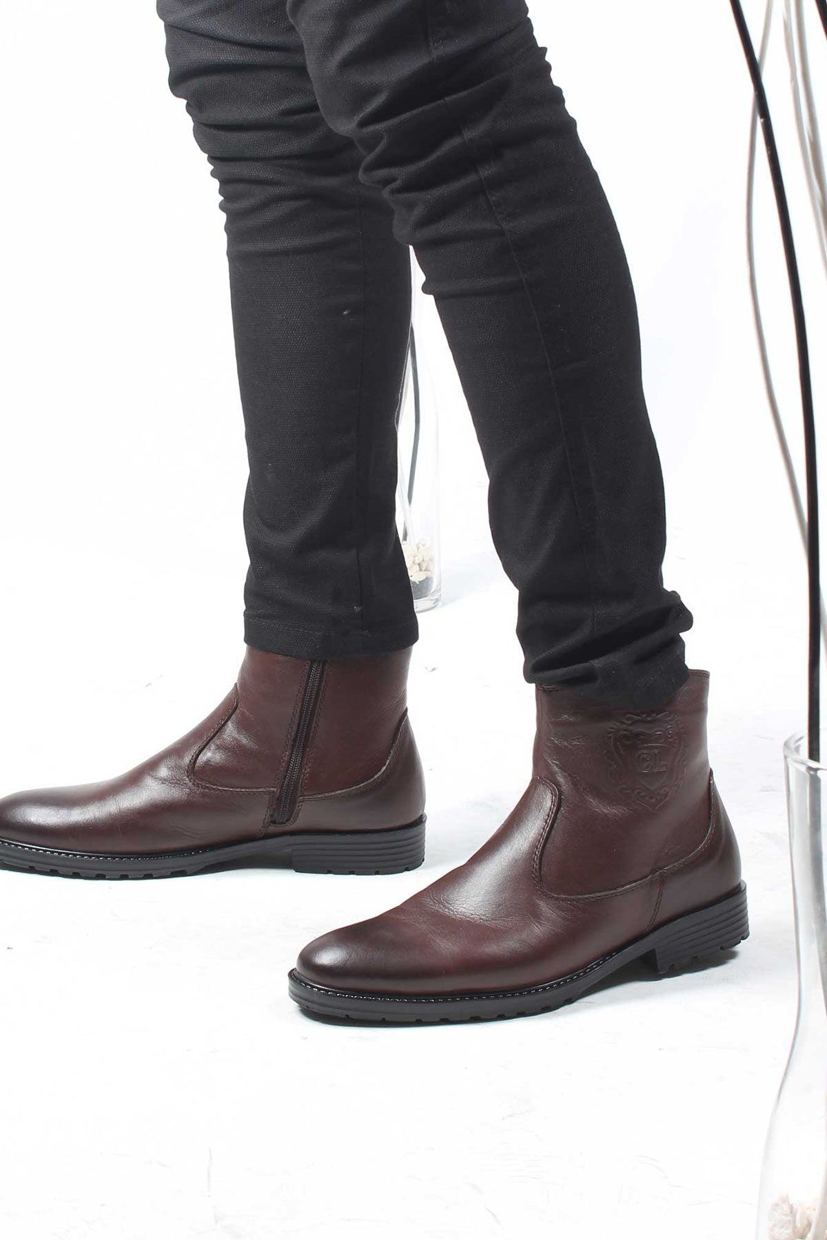 KOALA SYDNEY Brown Leather Zippered Ankle Boots Wessi
