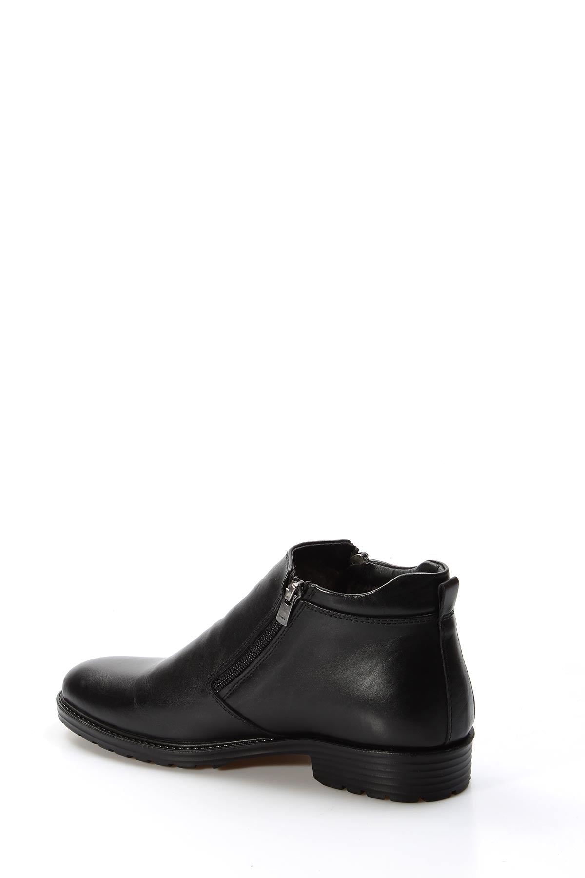 KOALA SYDNEY Men's Black Leather Ankle Boots with Side Zipper
