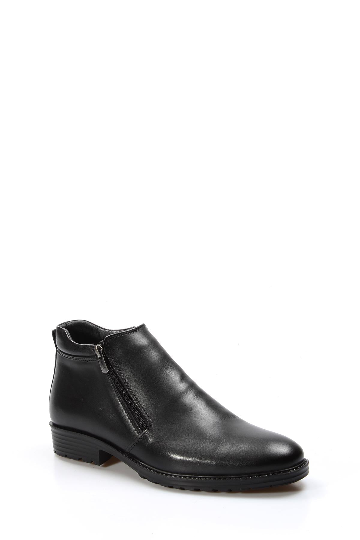 KOALA SYDNEY Men's Black Leather Ankle Boots with Side Zipper